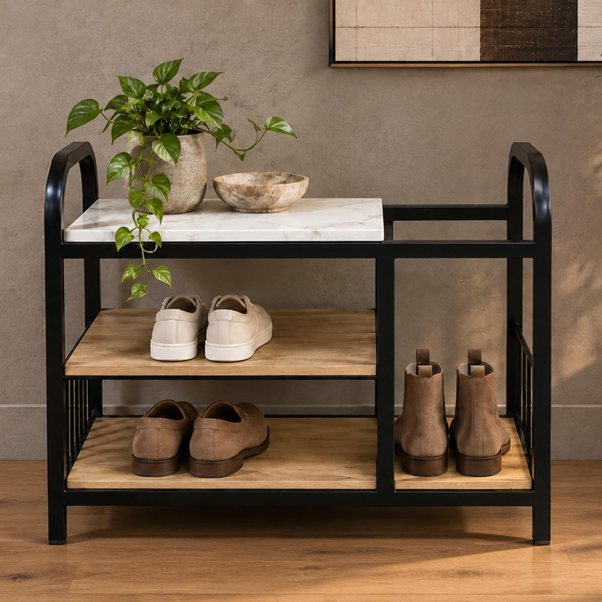 Shoe Rack - Black Metal - Small