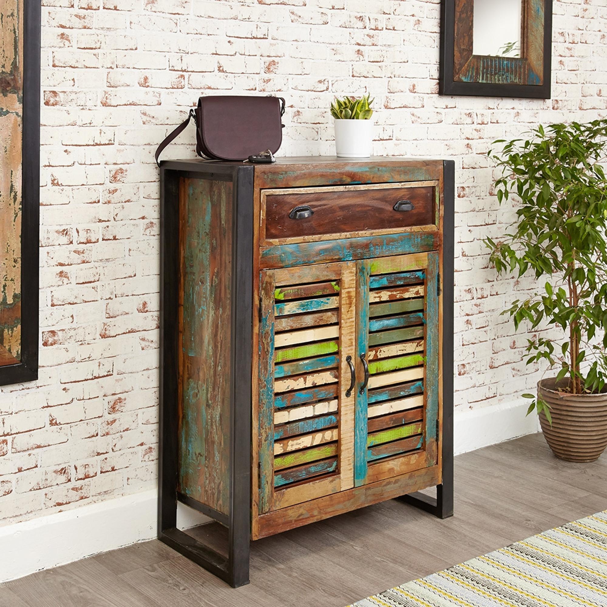 Urban Chic Reclaimed Shoe Cupboard - 2 Door - 1 Drawer