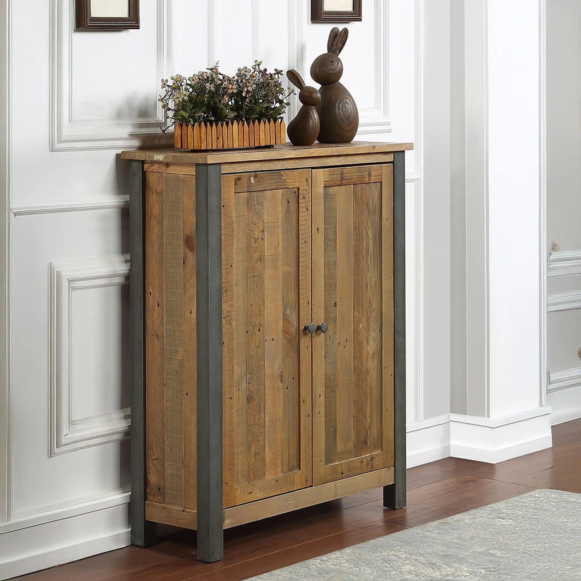 Urban Elegance Reclaimed Wood Shoe Storage Cupboard - Small