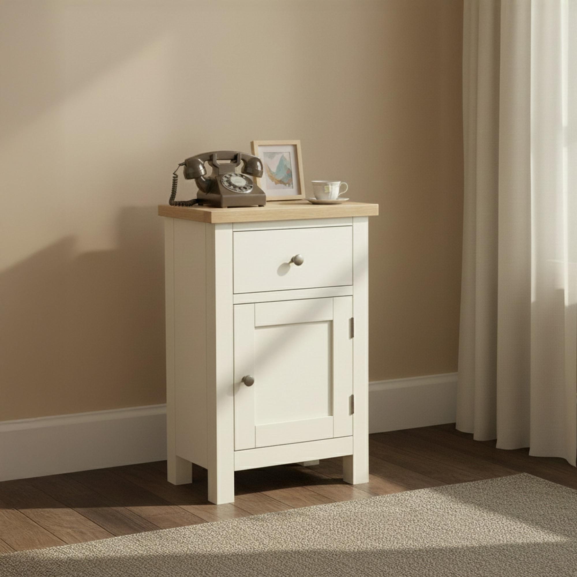 Modern Telephone Cupboard - 1 Door - White Painted
