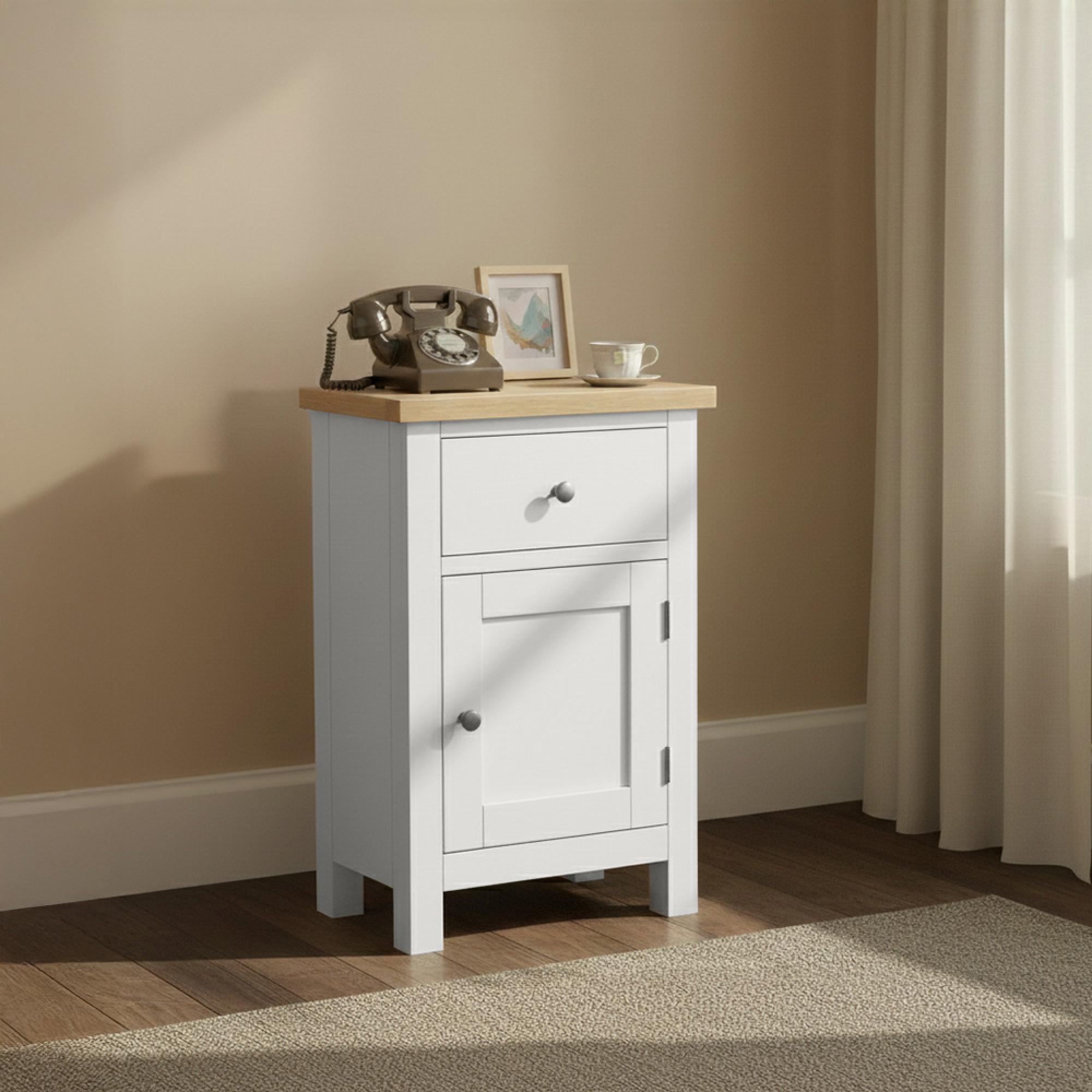 Modern Telephone Cupboard - 1 Door - Grey Painted