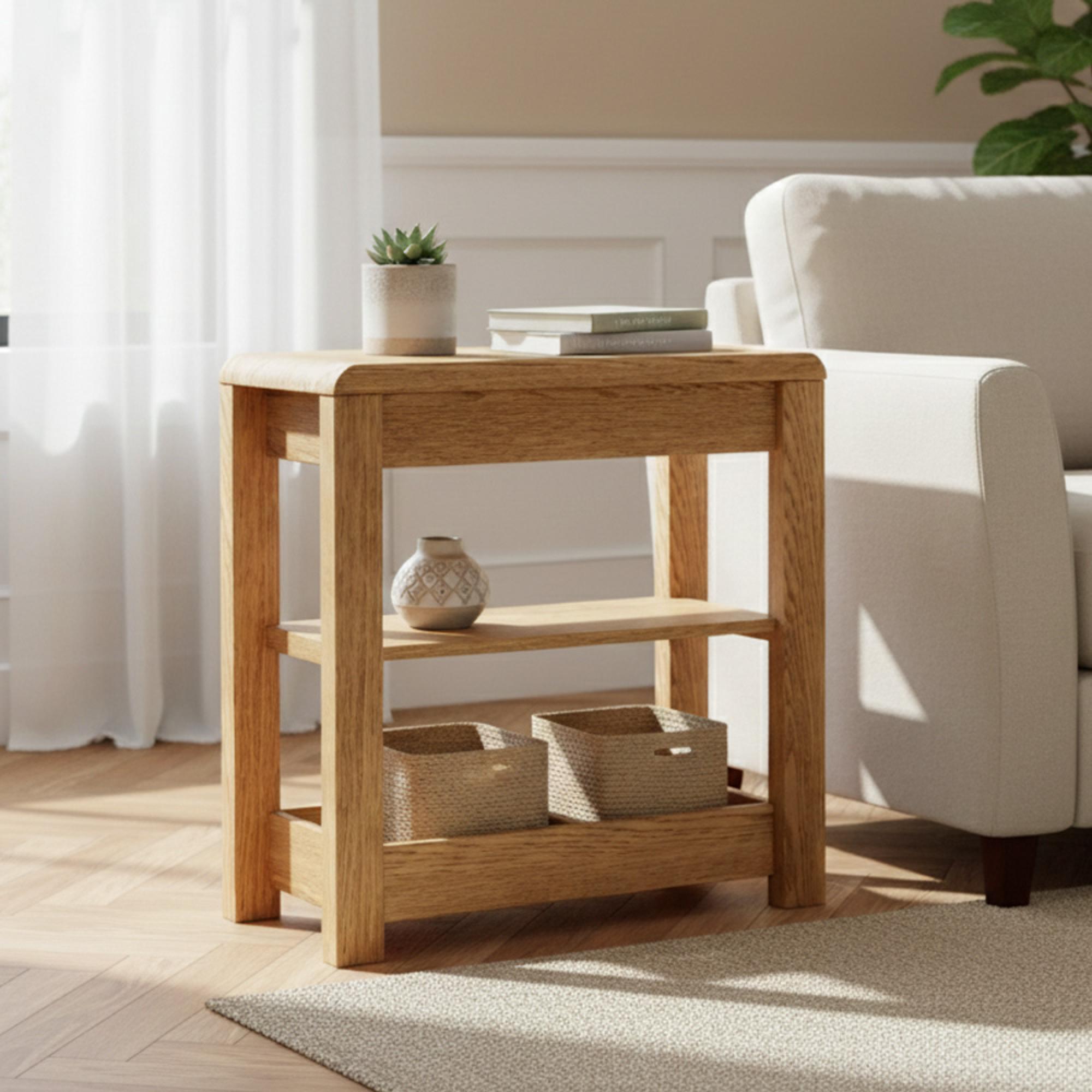 Thurlestone Curved Sofa Side Table - Oak