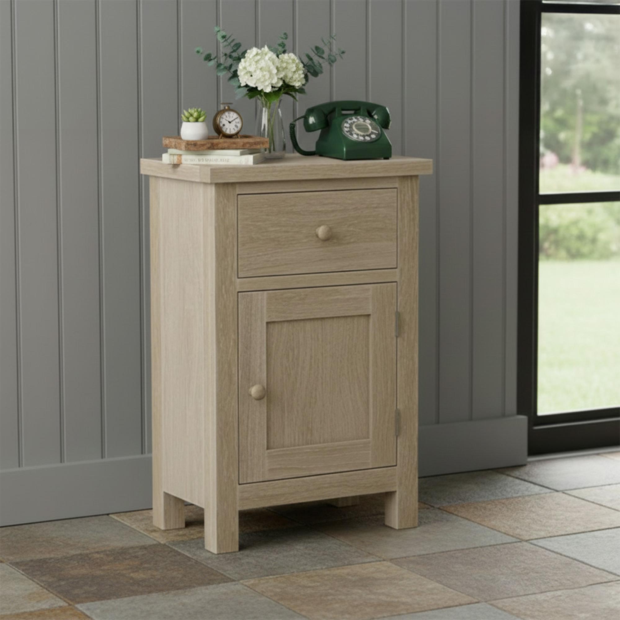Modern Country Oak - Telephone Cupboard - 1 Door
