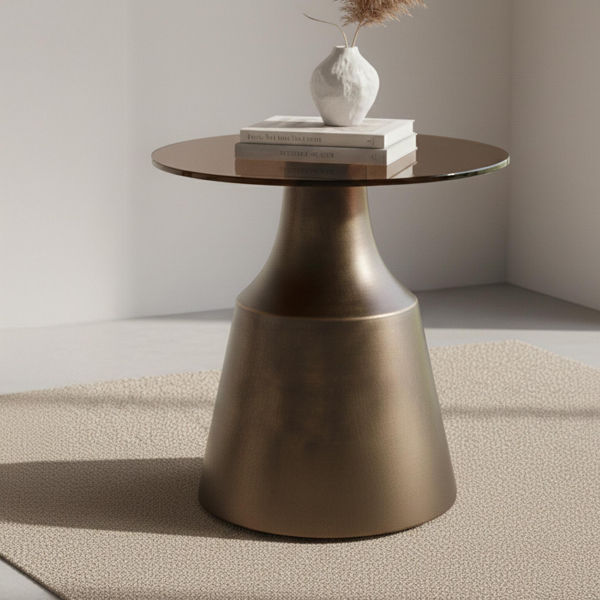 Dunsley Side Table - Round - Brown Glass