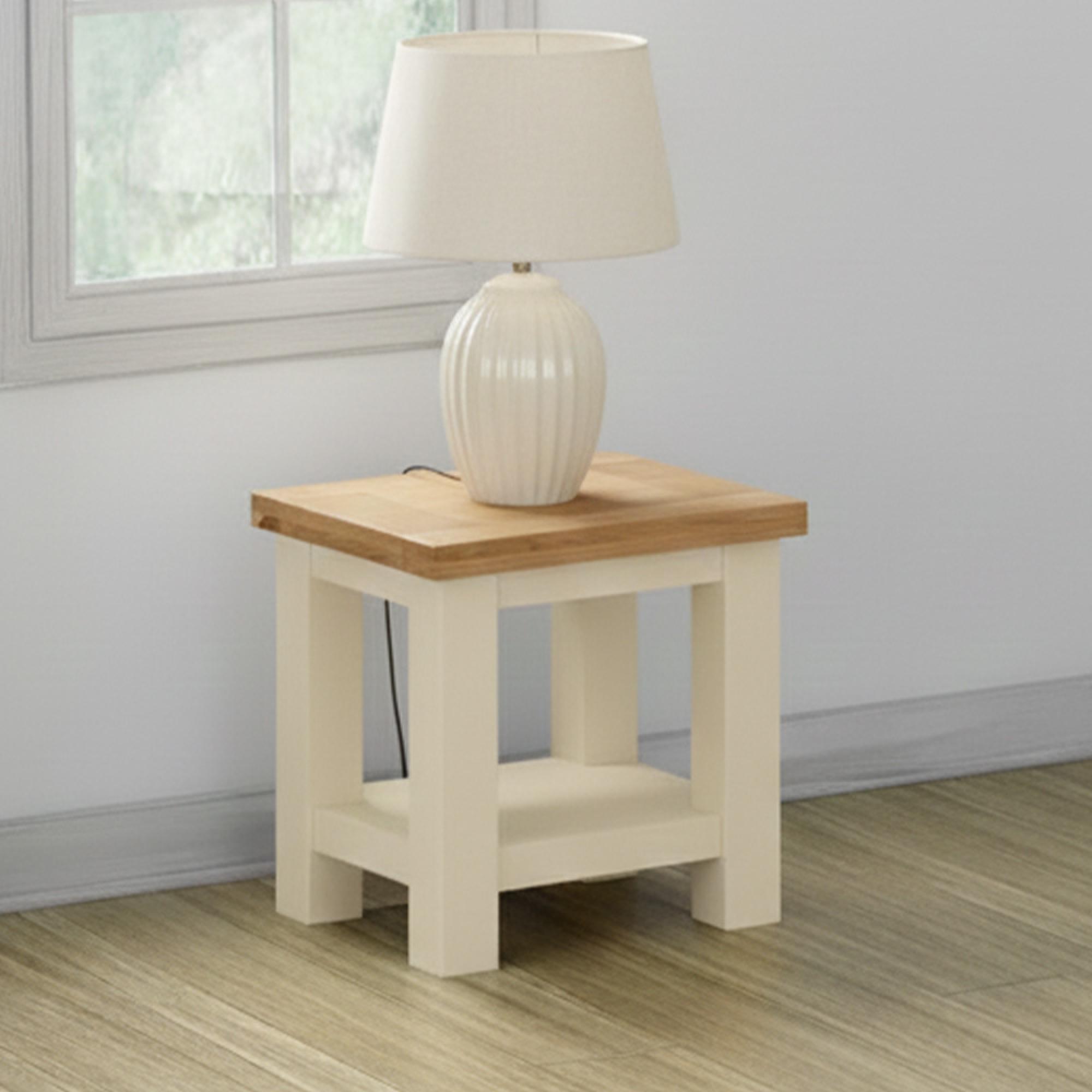 Lundy Lamp Table - Ivory Painted