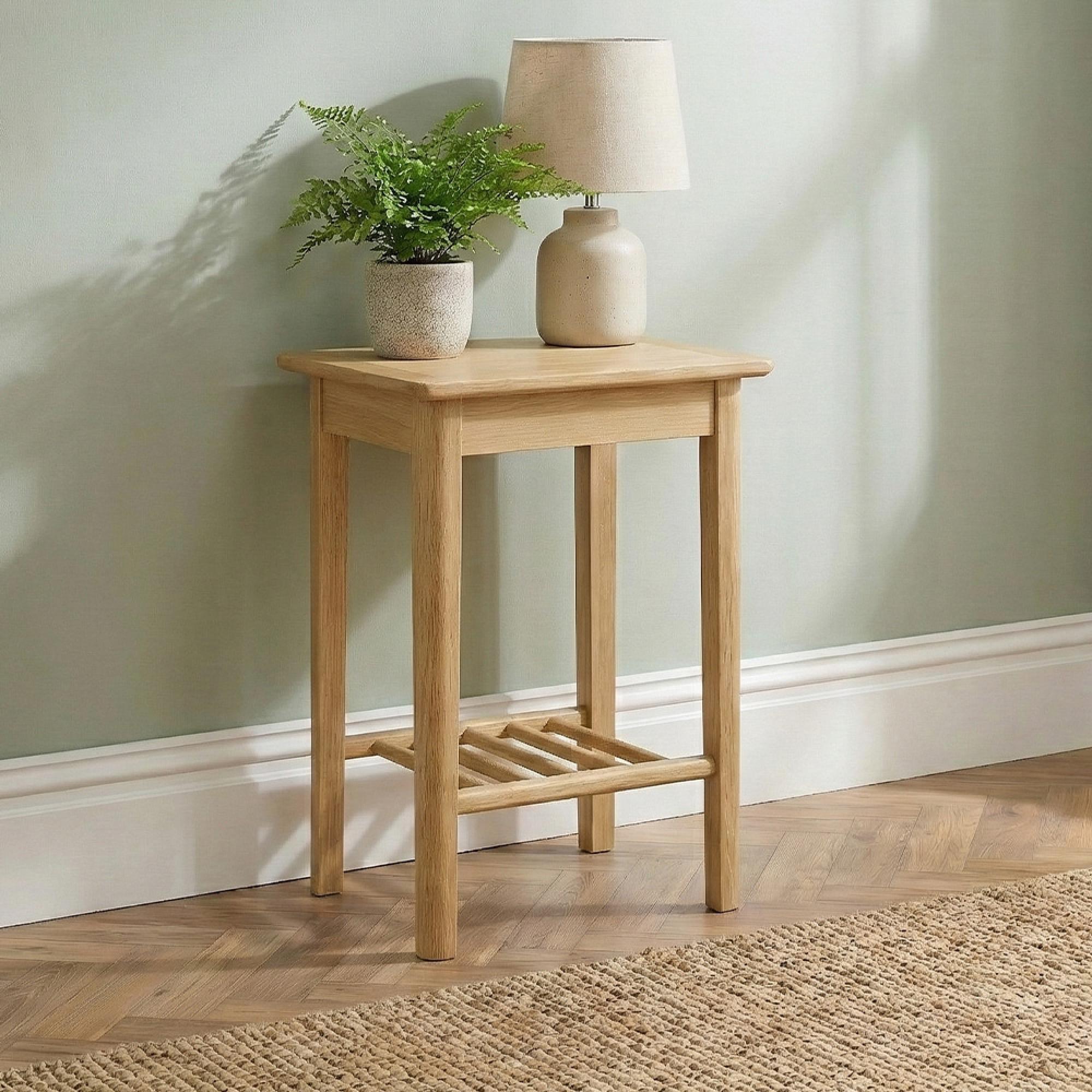 Twyford Lamp Table - with Shelf - Oak