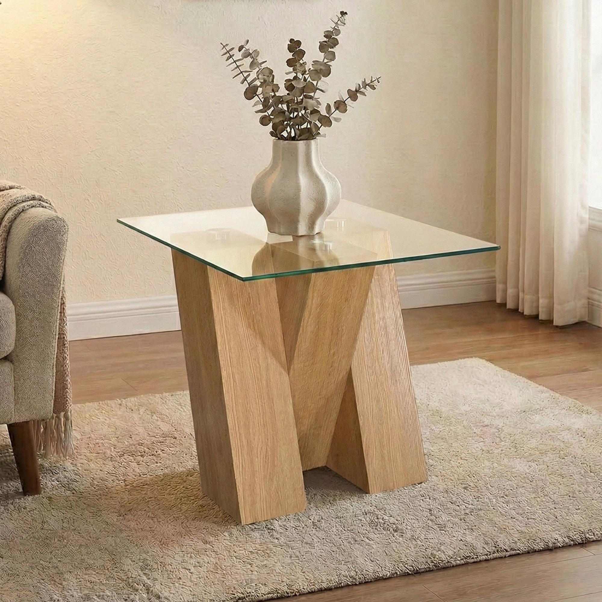 Newton Lamp Table - Glass and Oak