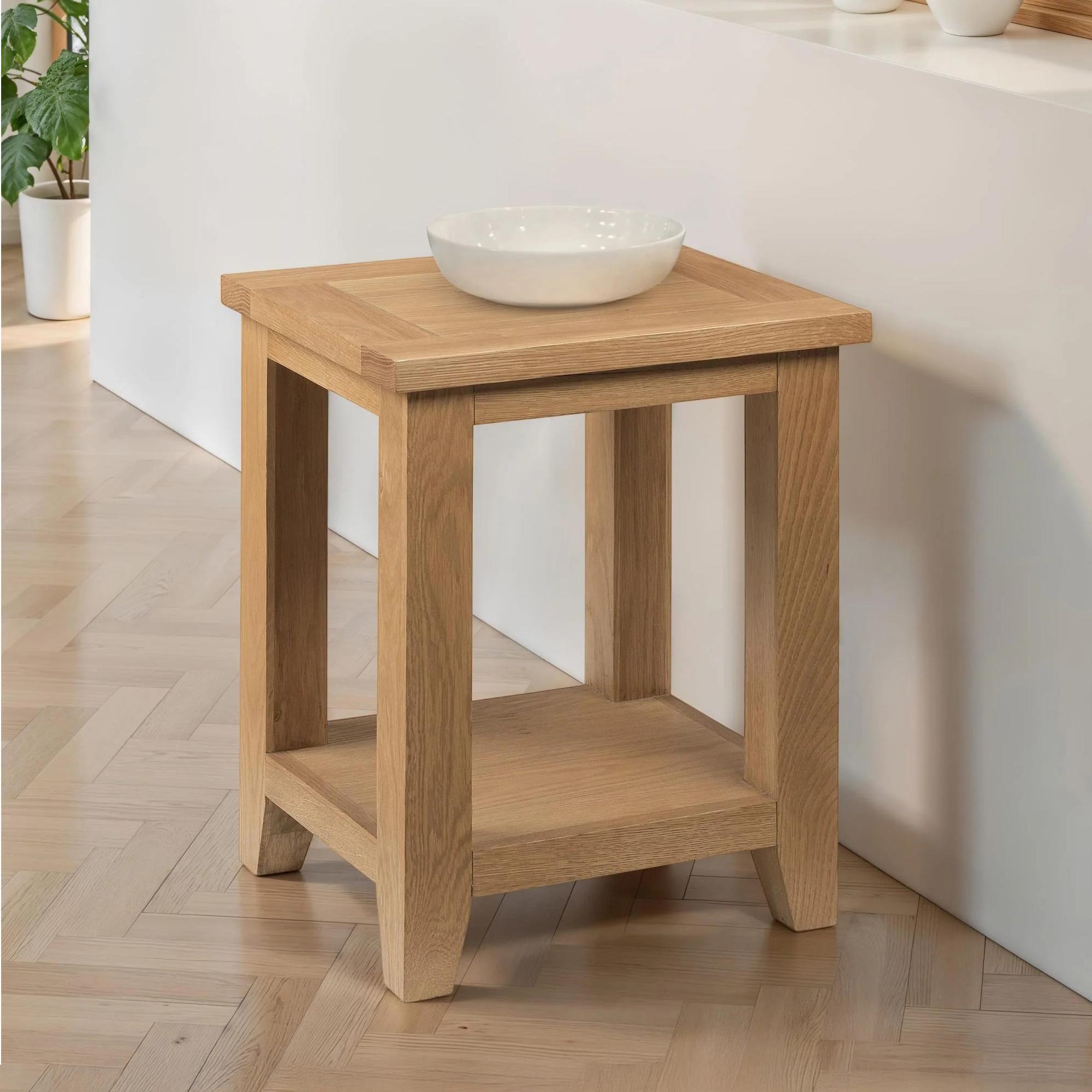 Astoria Oak Lamp Table with Shelf