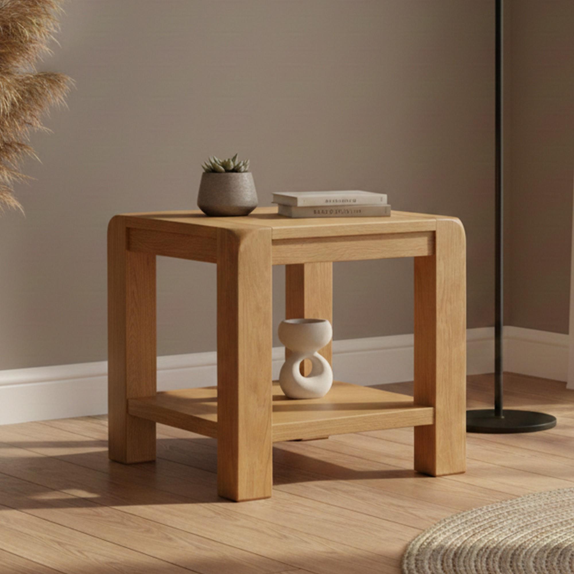 Curve Lamp Table - Oak