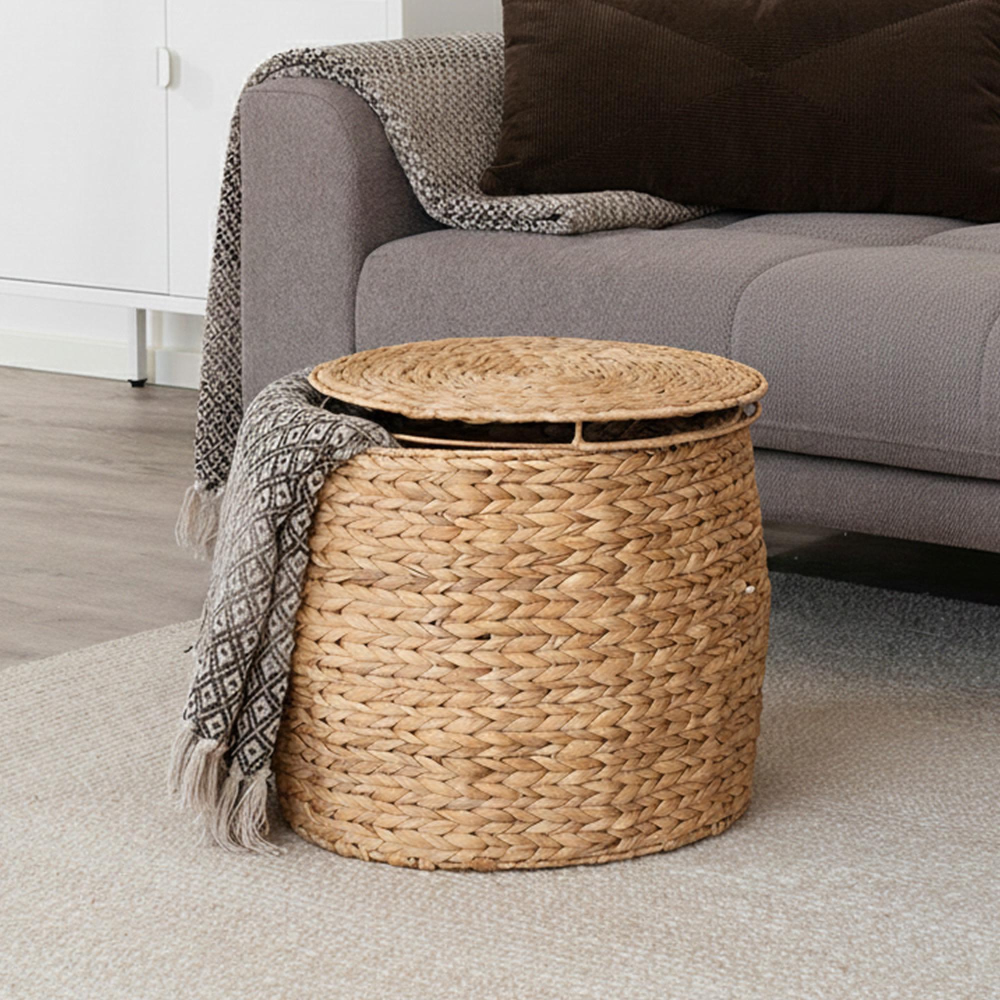 Delia Side Table - Round - Storage - Natural - Waterhyacinth