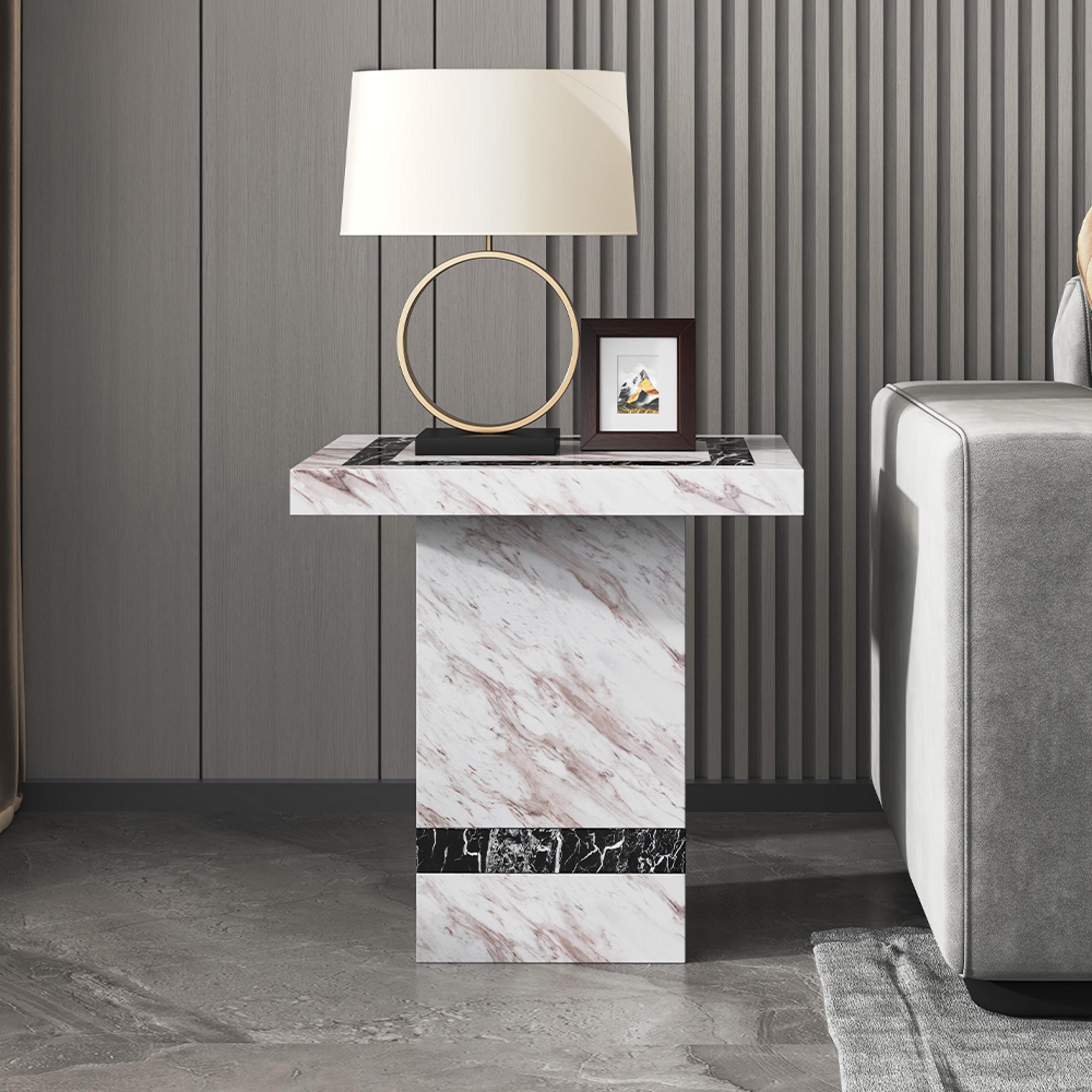 Rome Side Table - Beige Marble