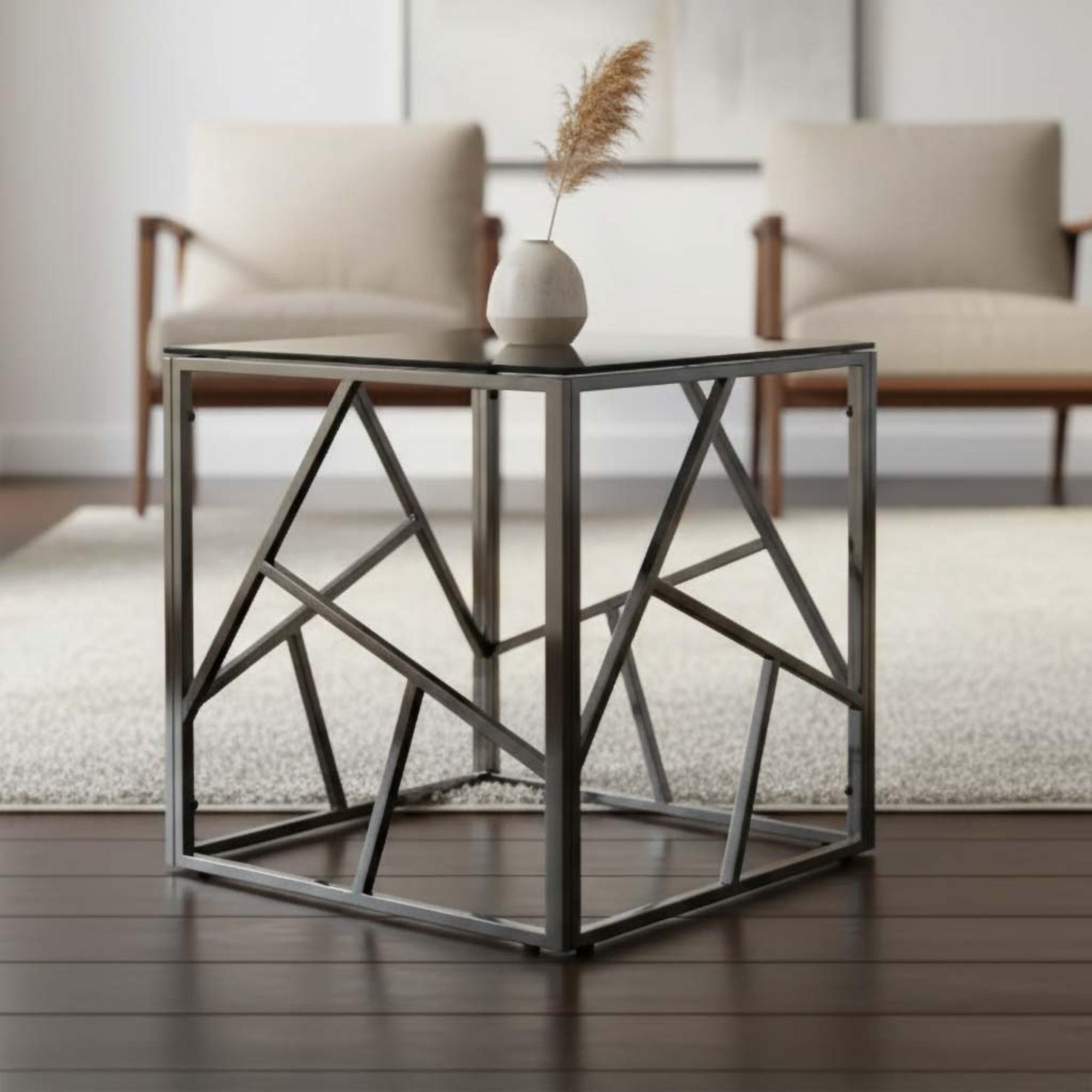 Cortez End Table  Smoked Glass