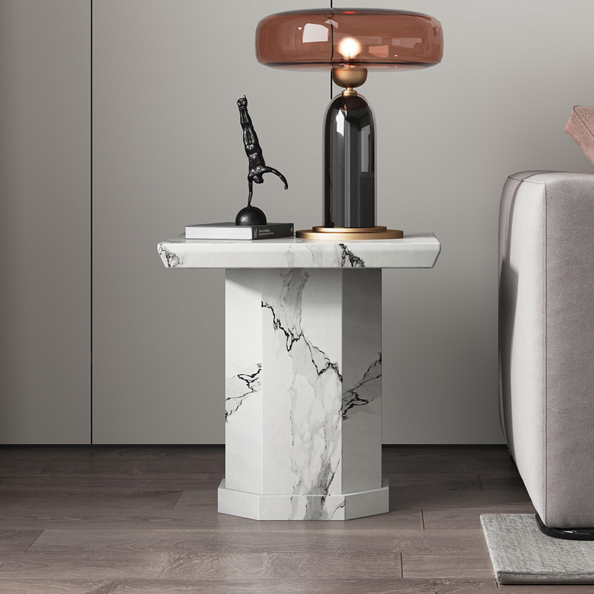 Naples Side Table - Square - White Marble