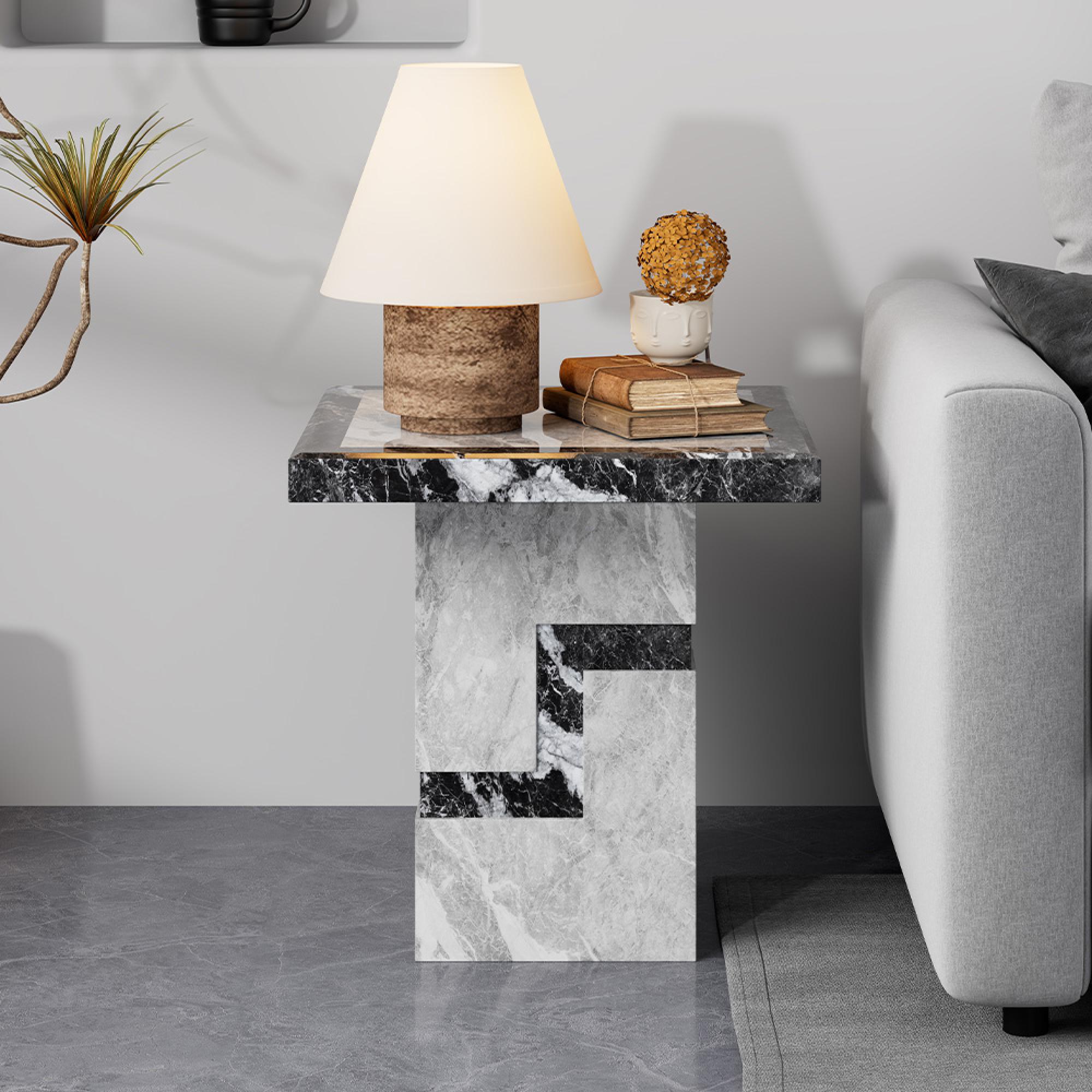 Venice Side Table - Armani Grey Engineered Marble