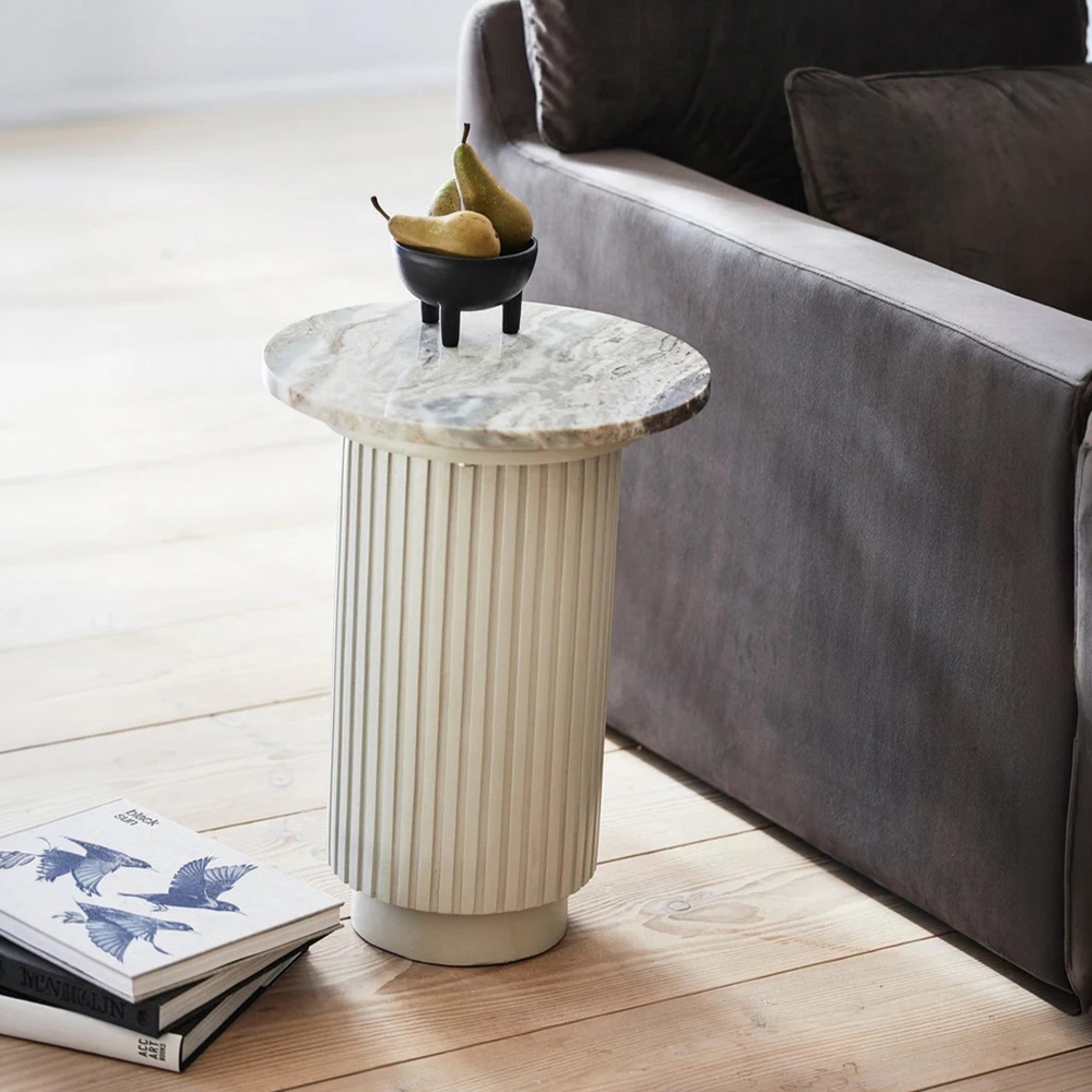 Erie Side Table - Round - Ivory Marble