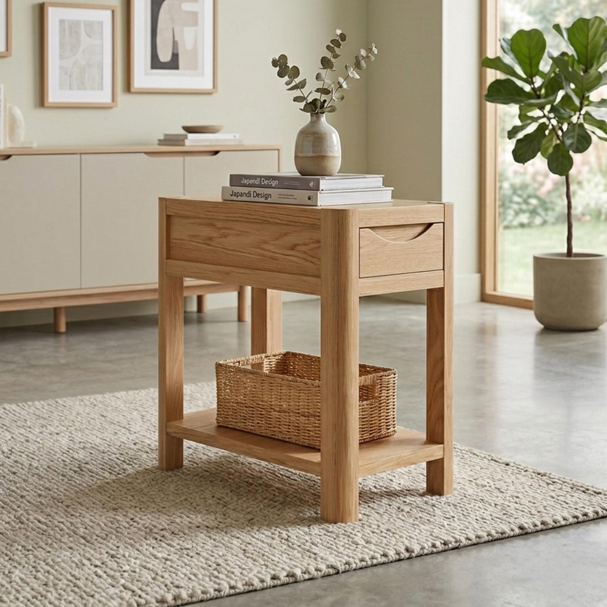 Saylor Compact Side Table - 1 Drawer - Oak