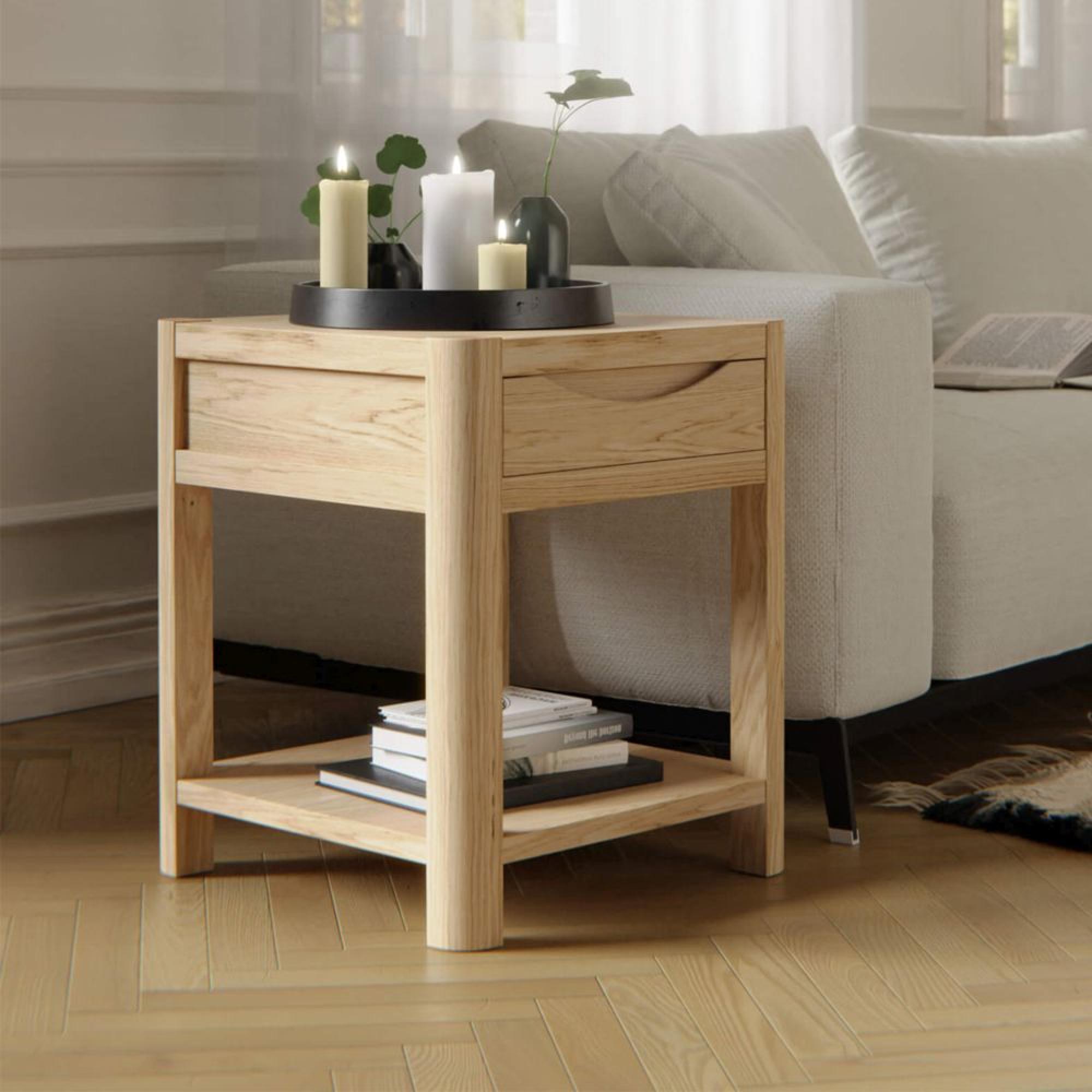 Saylor Side Table - 1 Drawer - Square - Oak