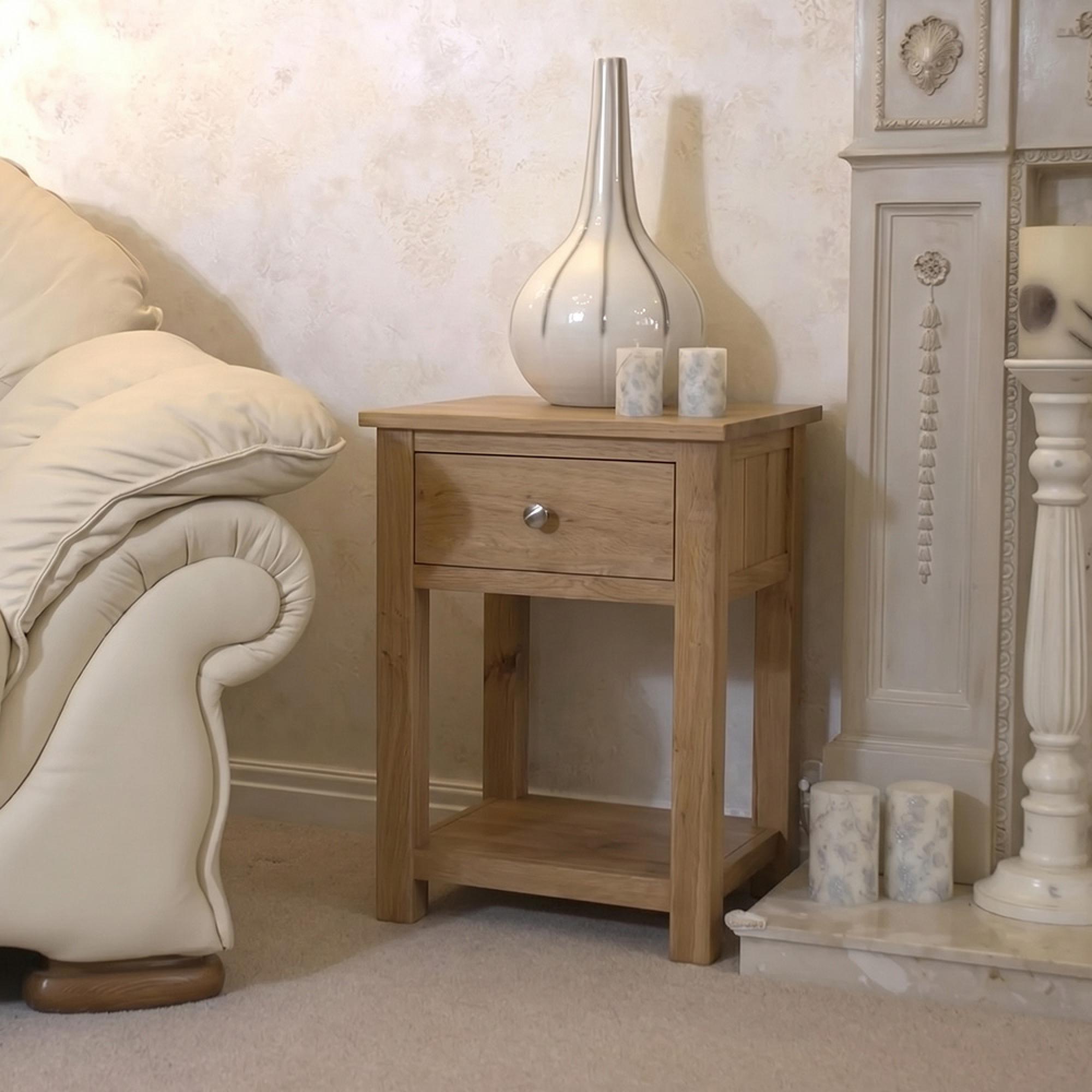 Opus Lamp Table - 1 Drawer - Oak