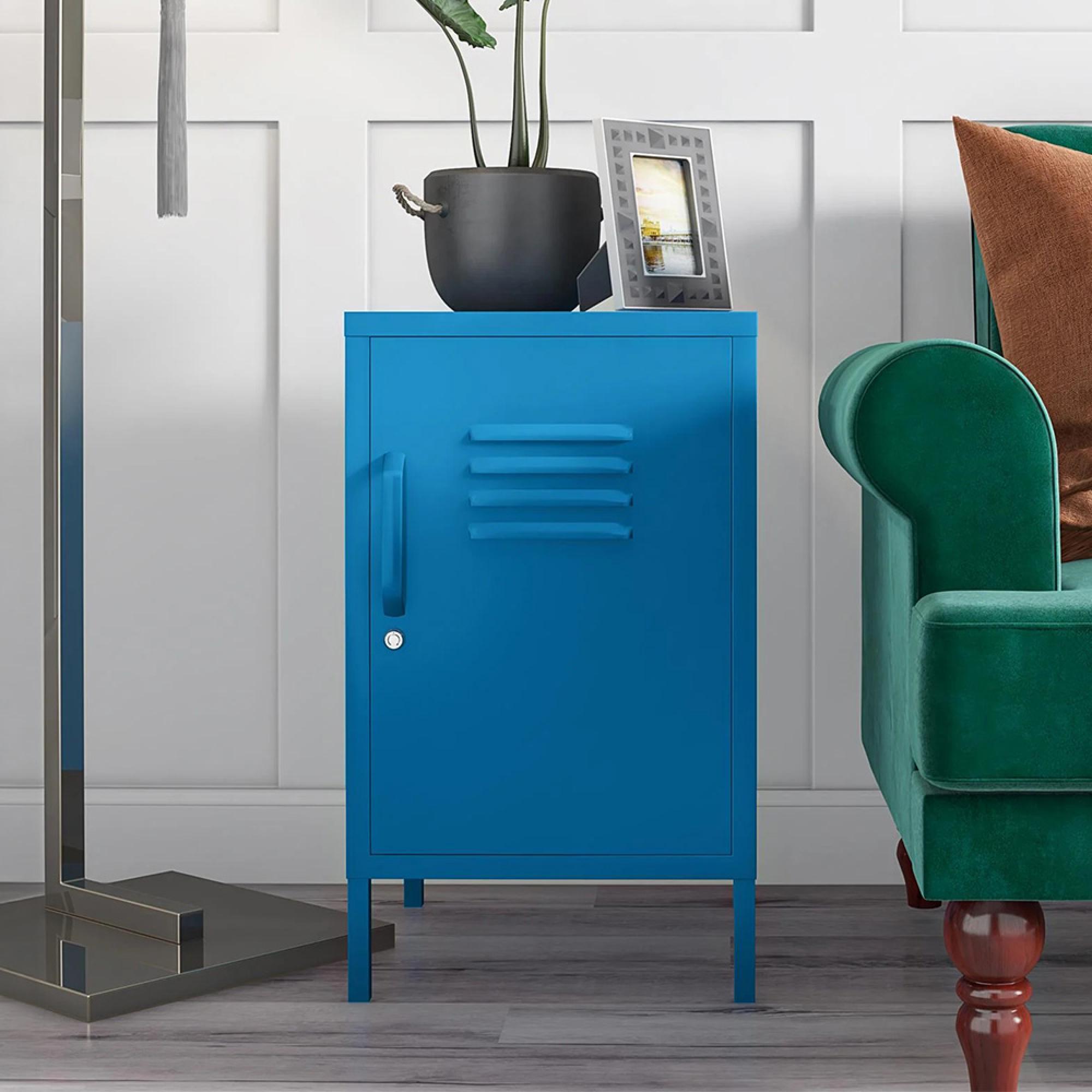 Novogratz Cache Locker End Table - Blue - 2354810COMNUK