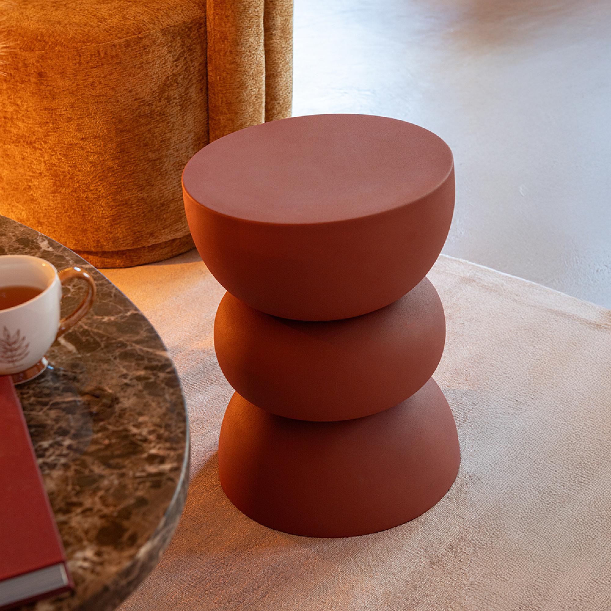 Lise Accent Table - Round - Rust Orange - Metal