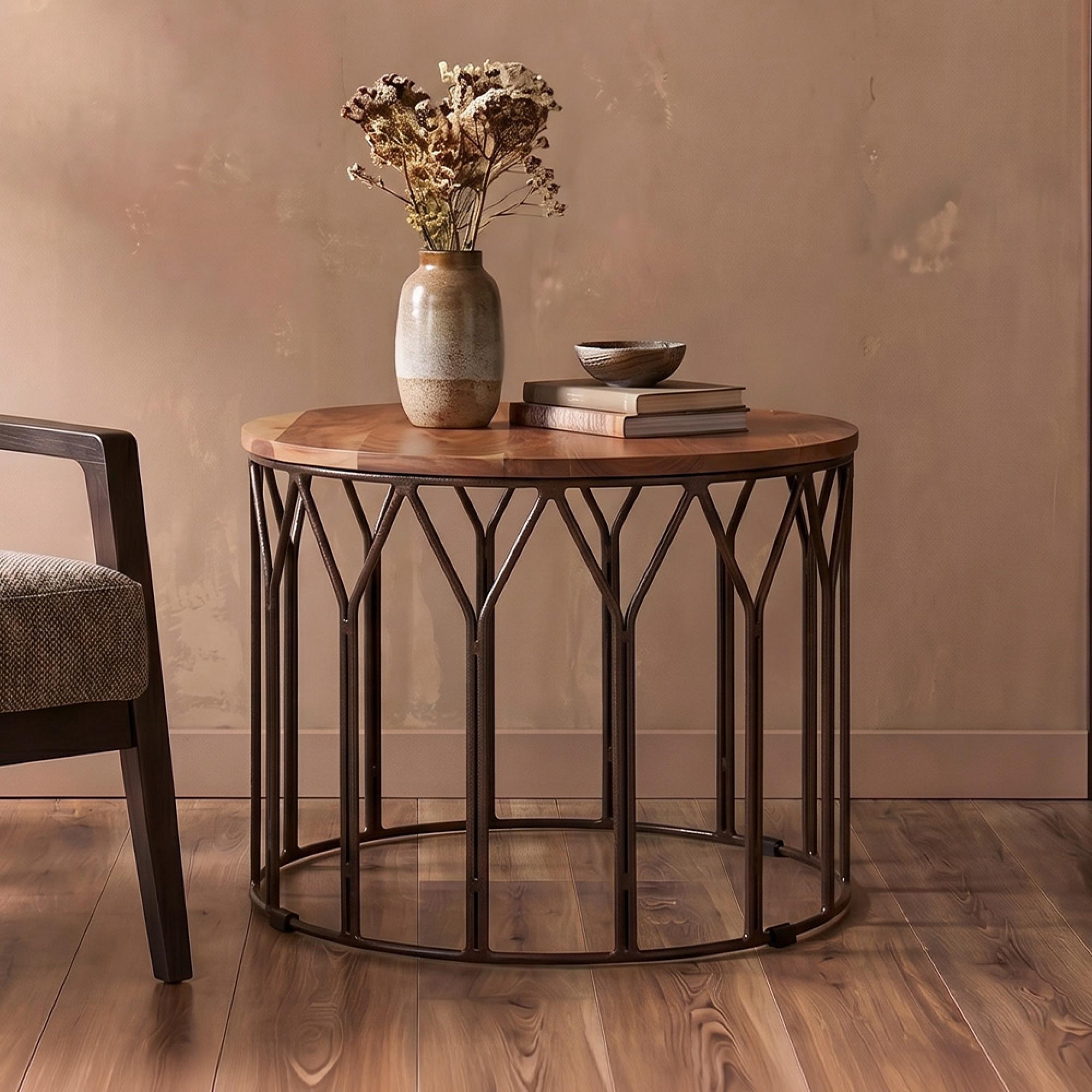 Boho Side Table - Large Round - Mango Wood