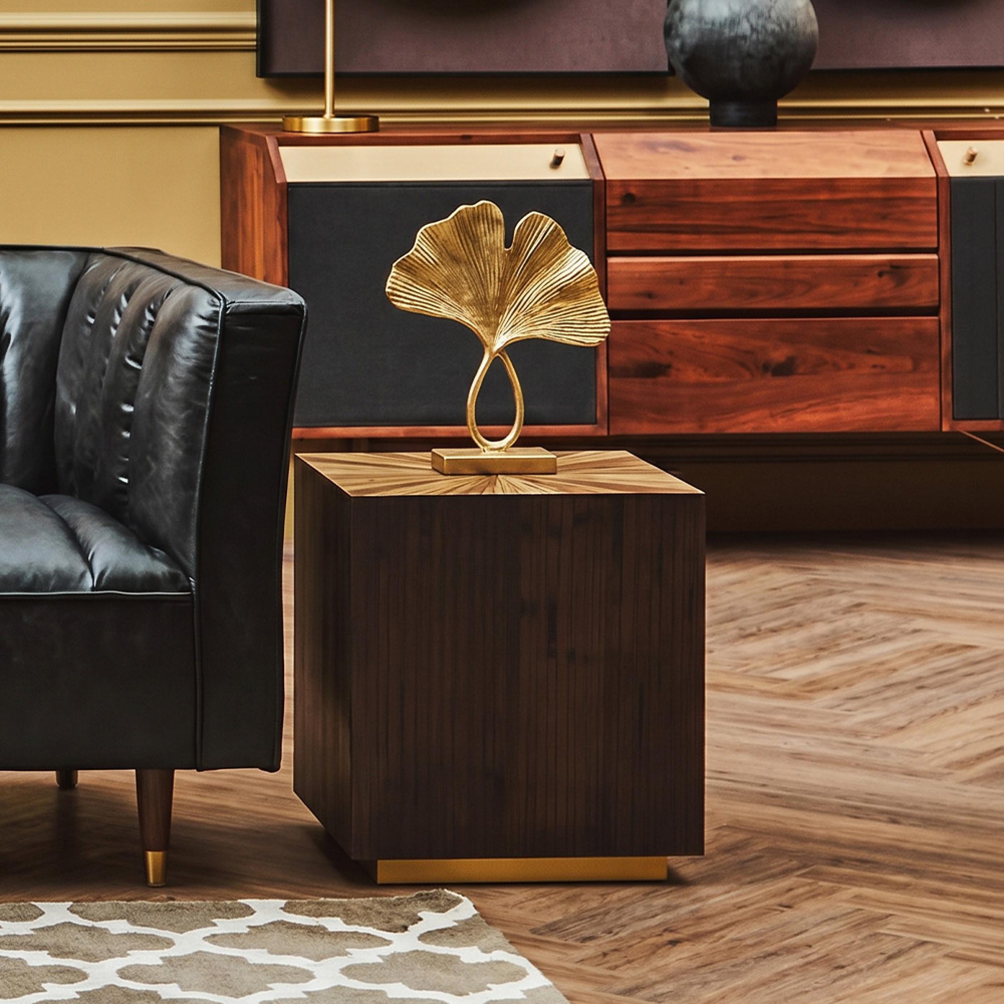 Gabelle Side Table - Square - Dark Bamboo Wood - Sunburst