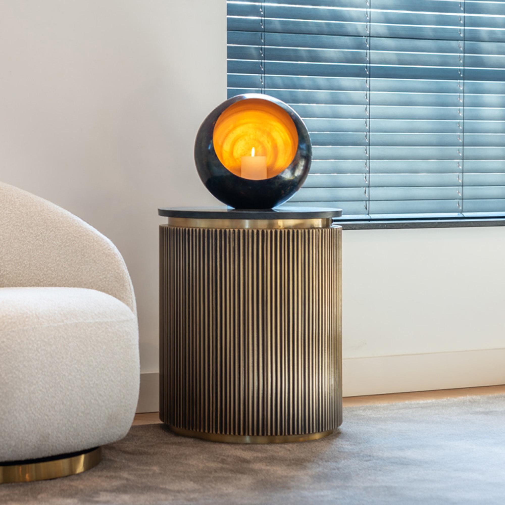 Ironville Brass Ribbed Round Side Table
