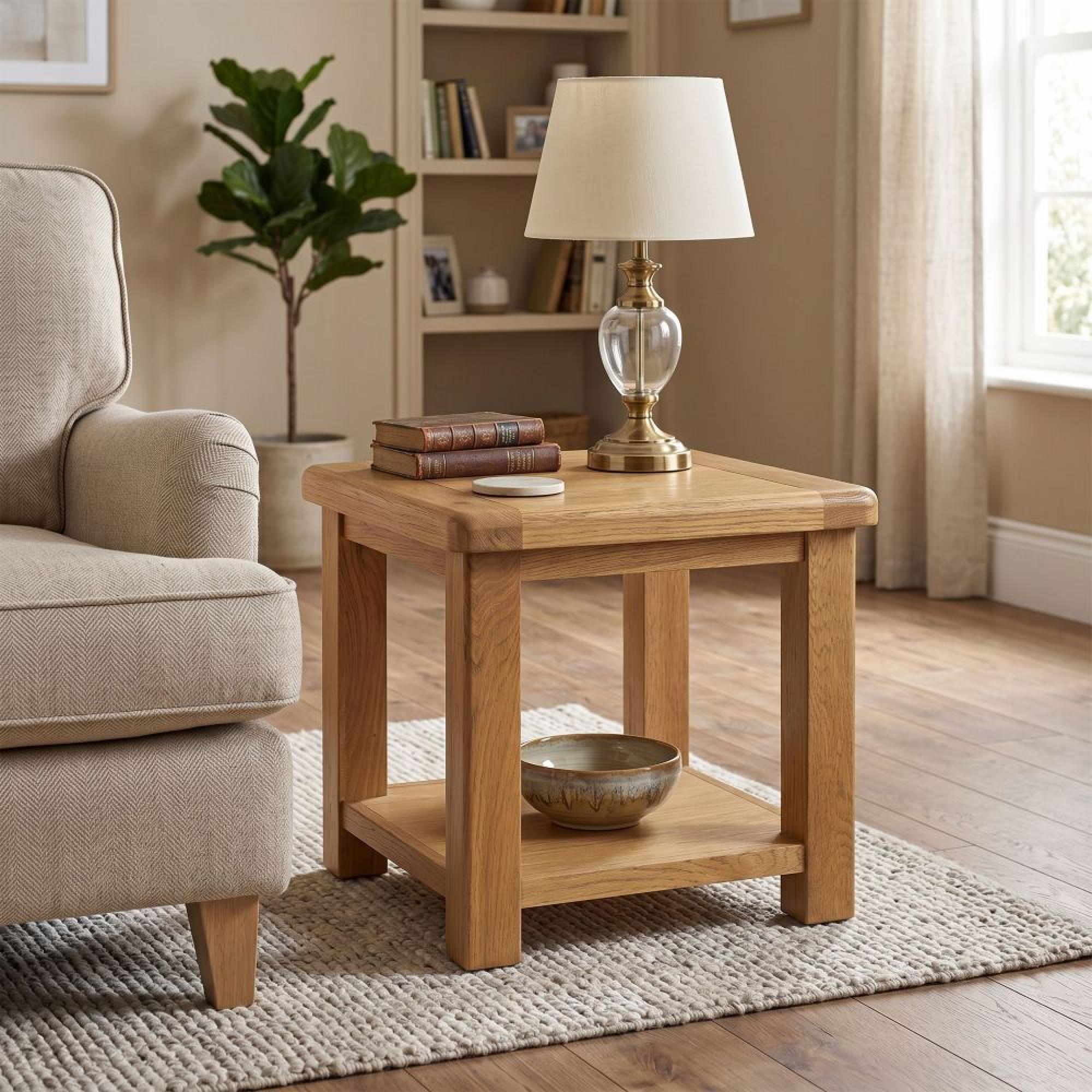 Dorchester Lamp Table - Square - Rustic Oak