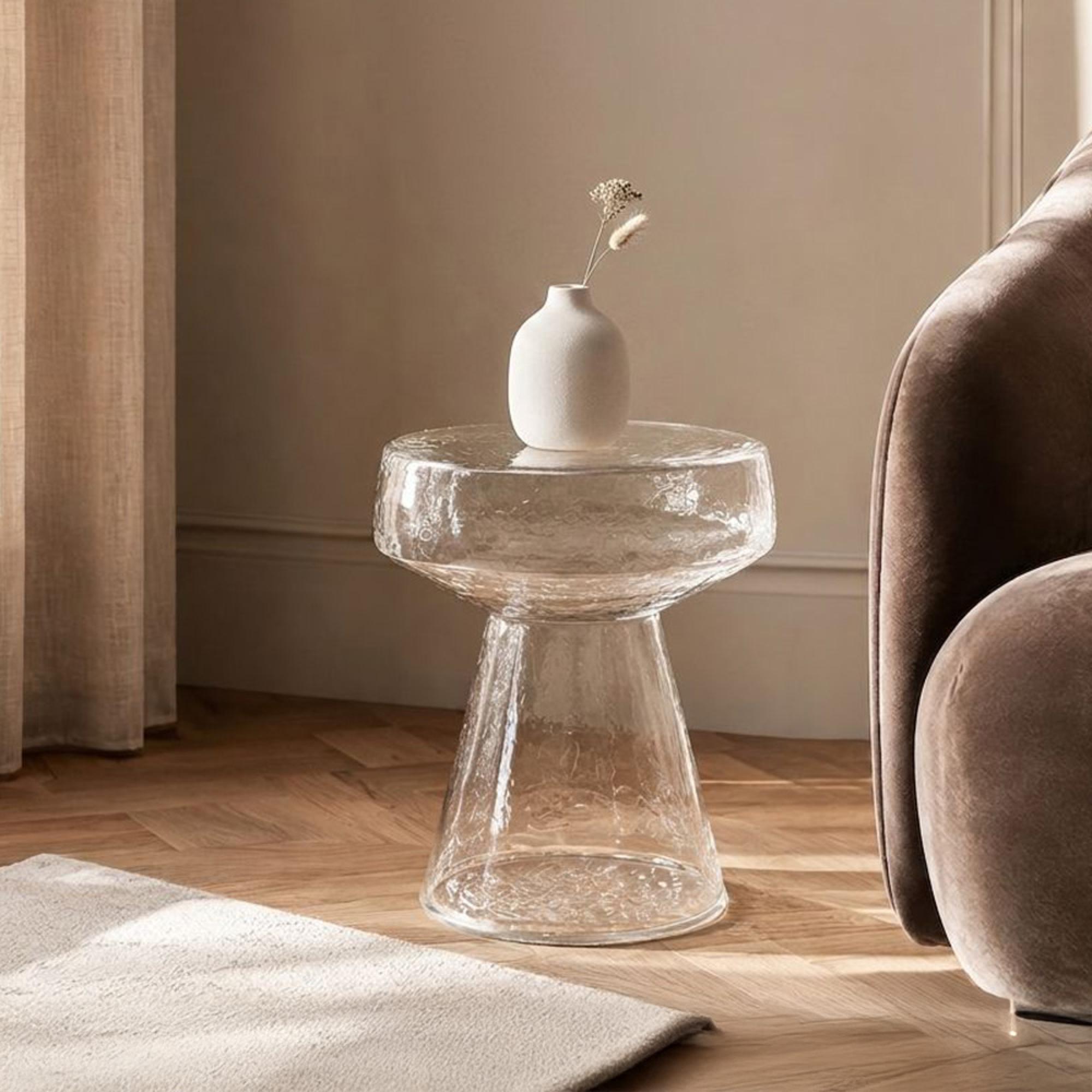 Brix Bo Side Table - Round - Small - Clear Glass