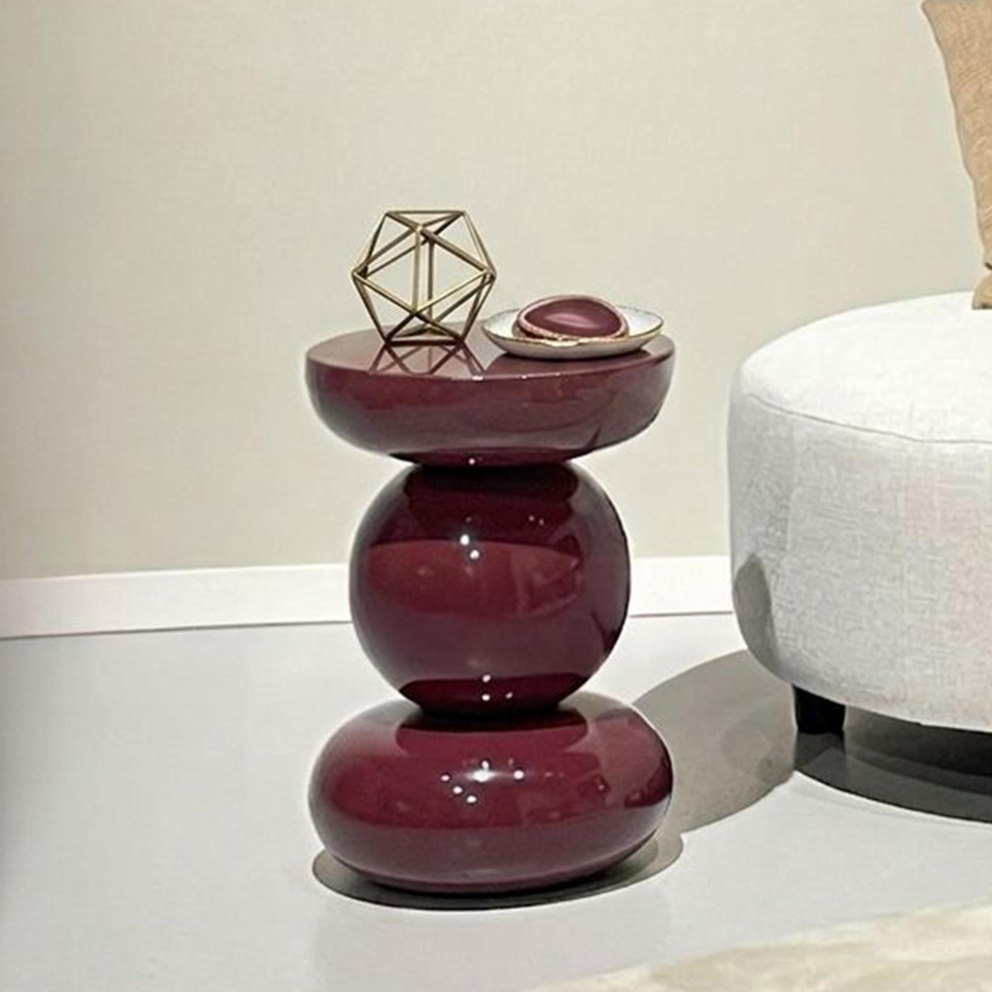 Brix Dex Side Table - Round - Maroon - Metal