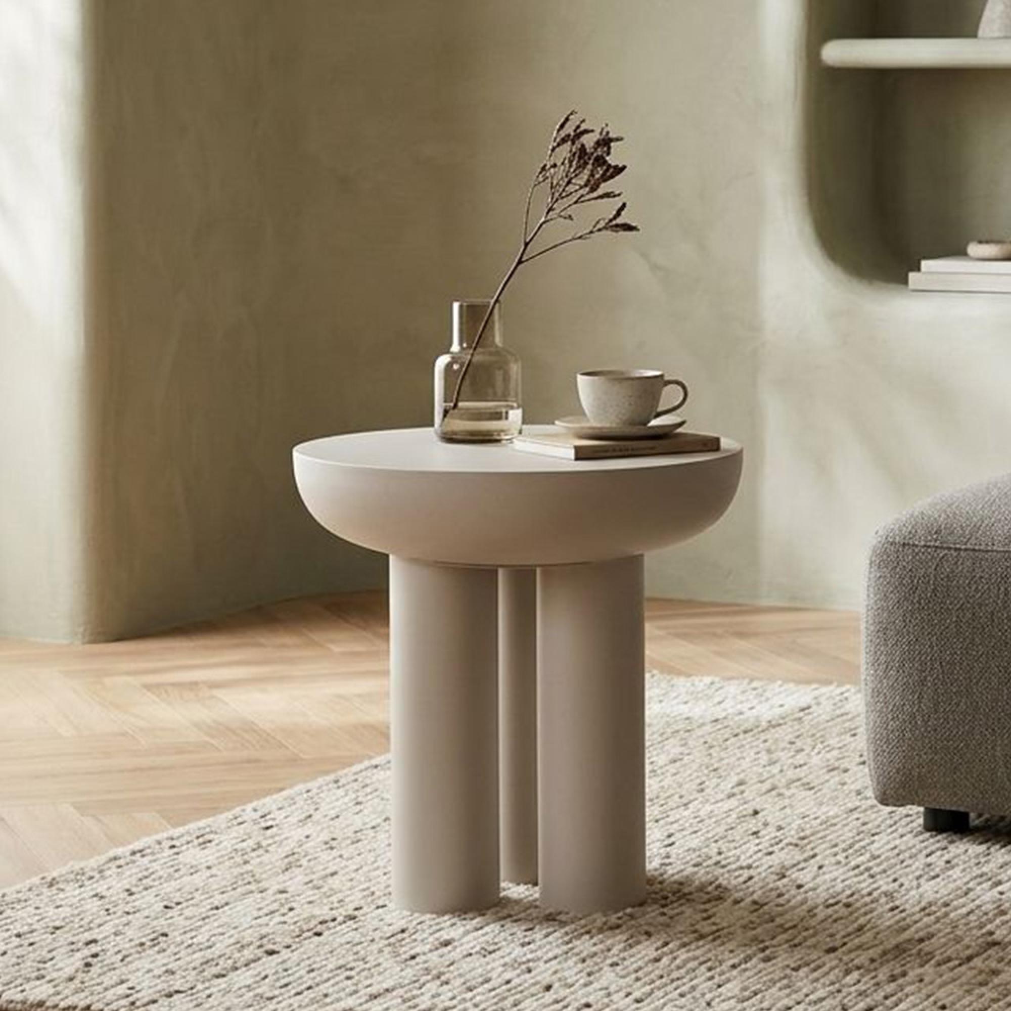Brix Jez Side Table - Round - Off White - Metal