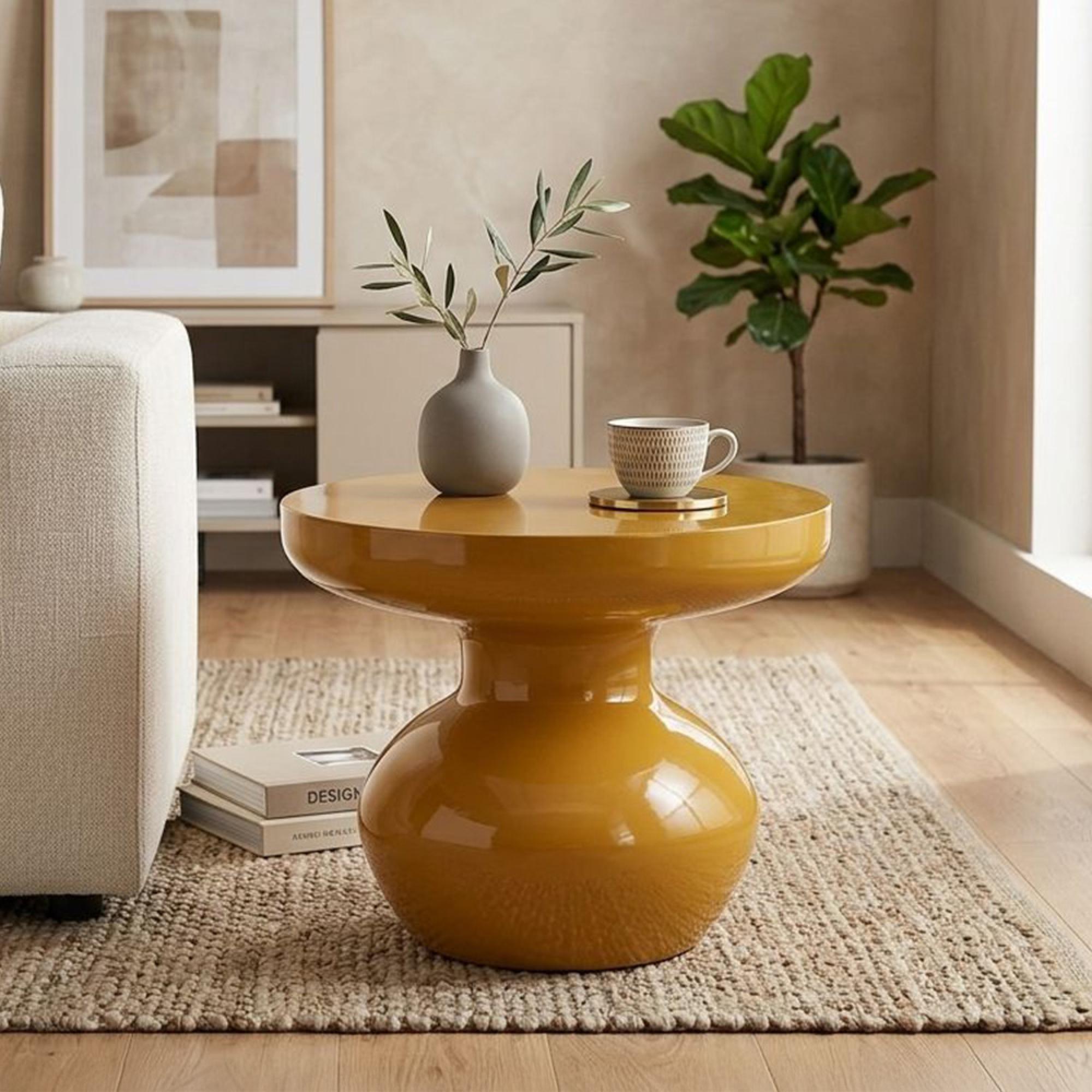 Brix Lou Side Table - Round - Mustard - Metal