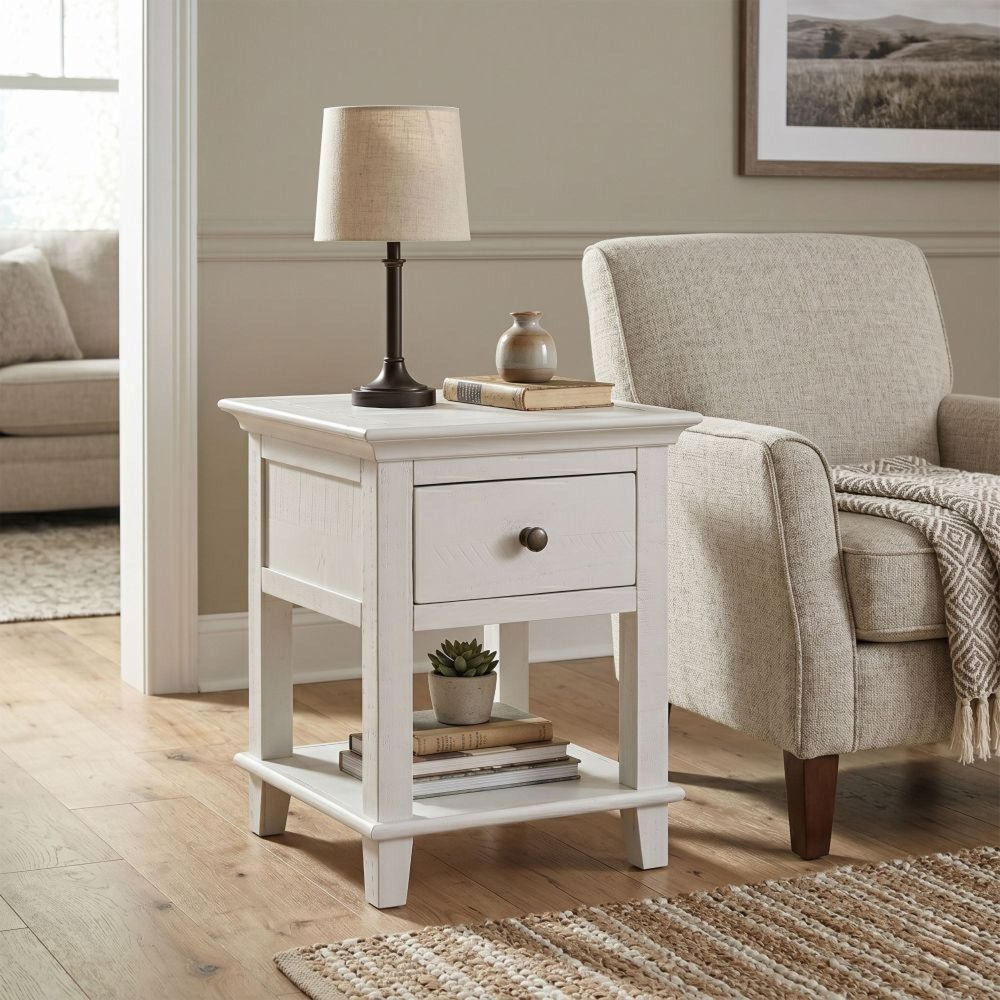 Provence Painted End Table - 1 Drawer - Truffle
