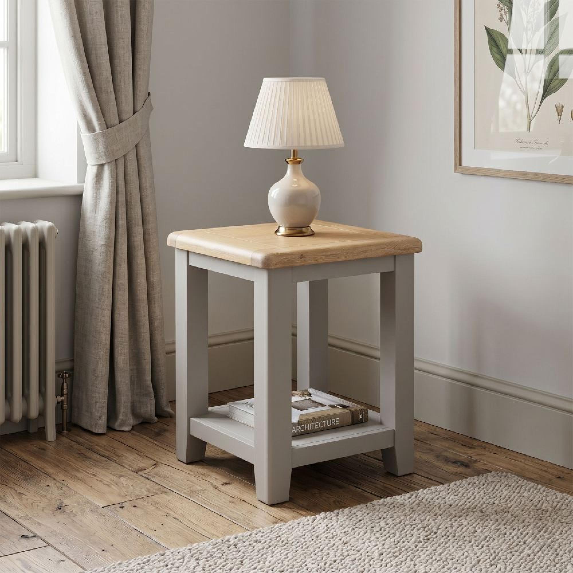 Windermere Painted Lamp Table - Square - Oyster Grey