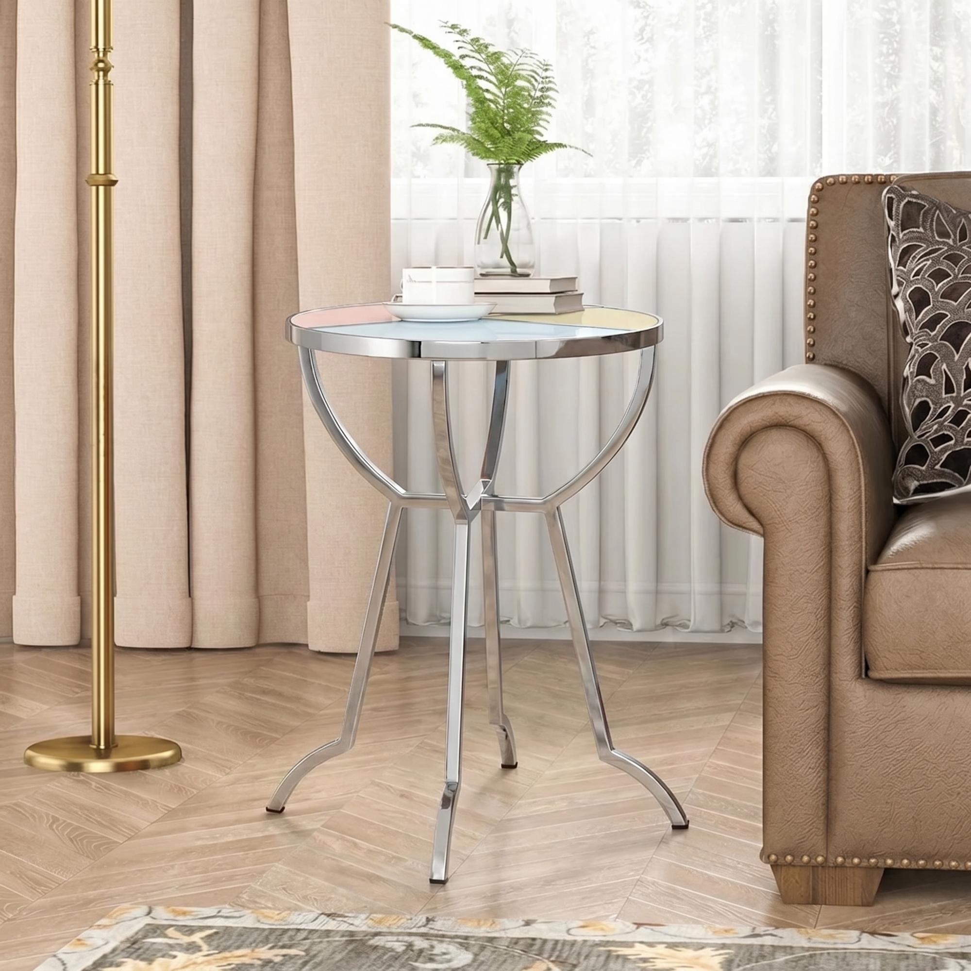 Arbus Side Table - Round - Glass with Chrome Legs