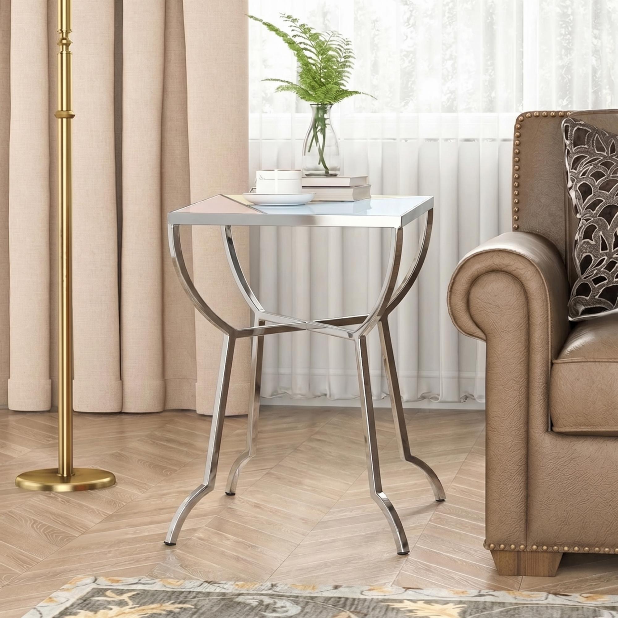 Arbus Side Table - Square - Glass with Chrome Legs