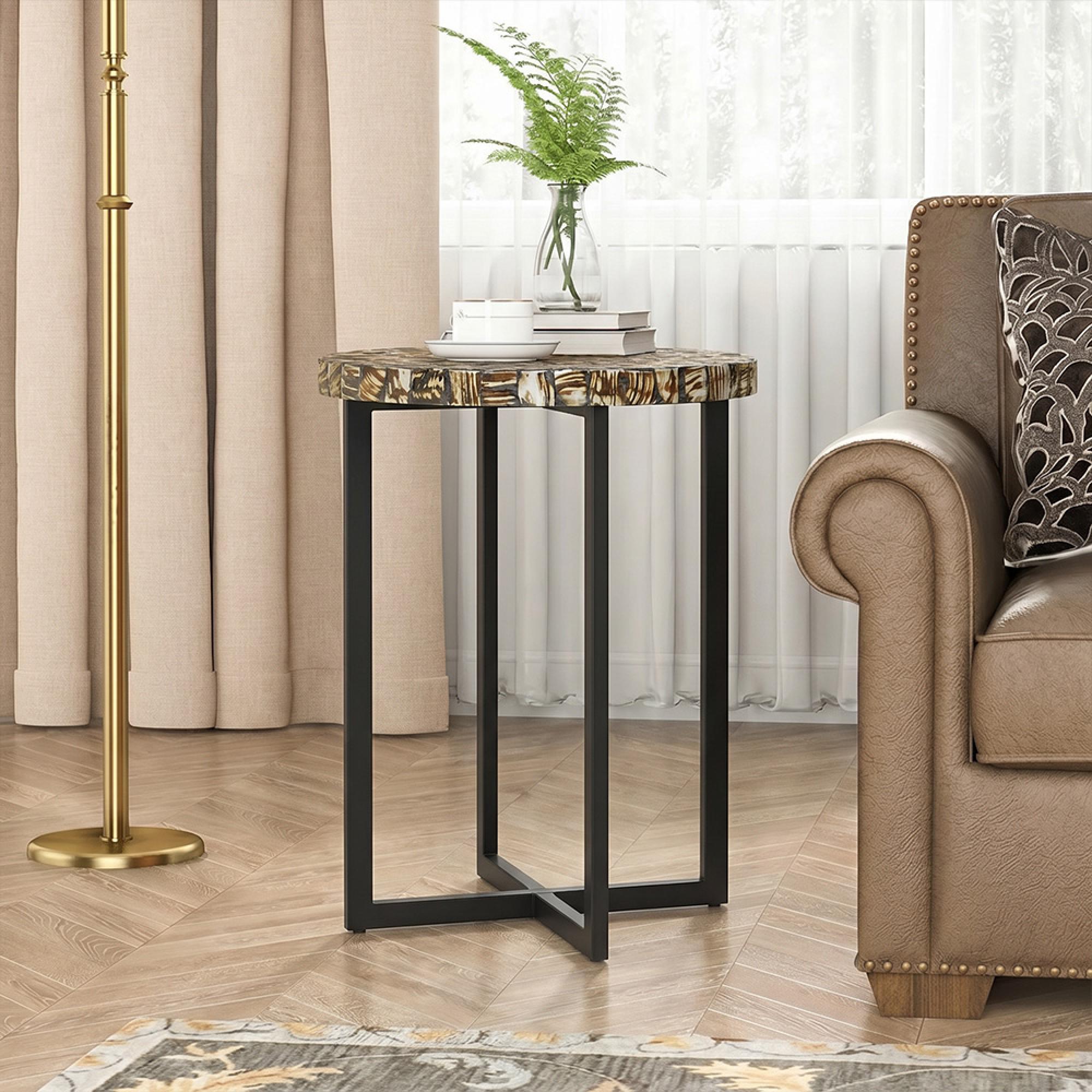 Branna Side Table - Round - Mother of Pearl