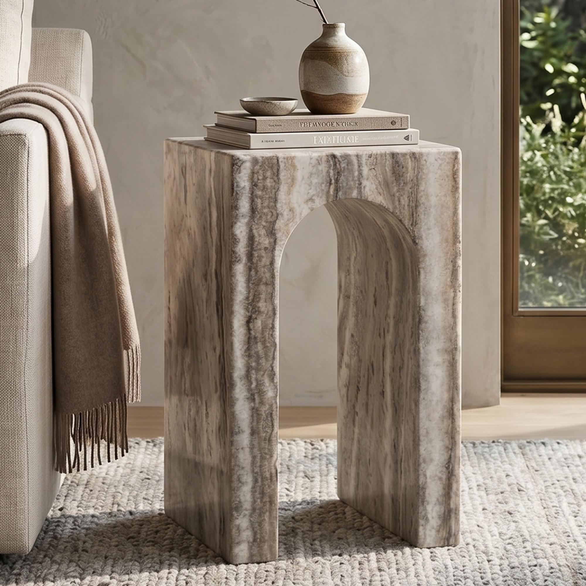 Dulce End Table - Square - Grey - Marble