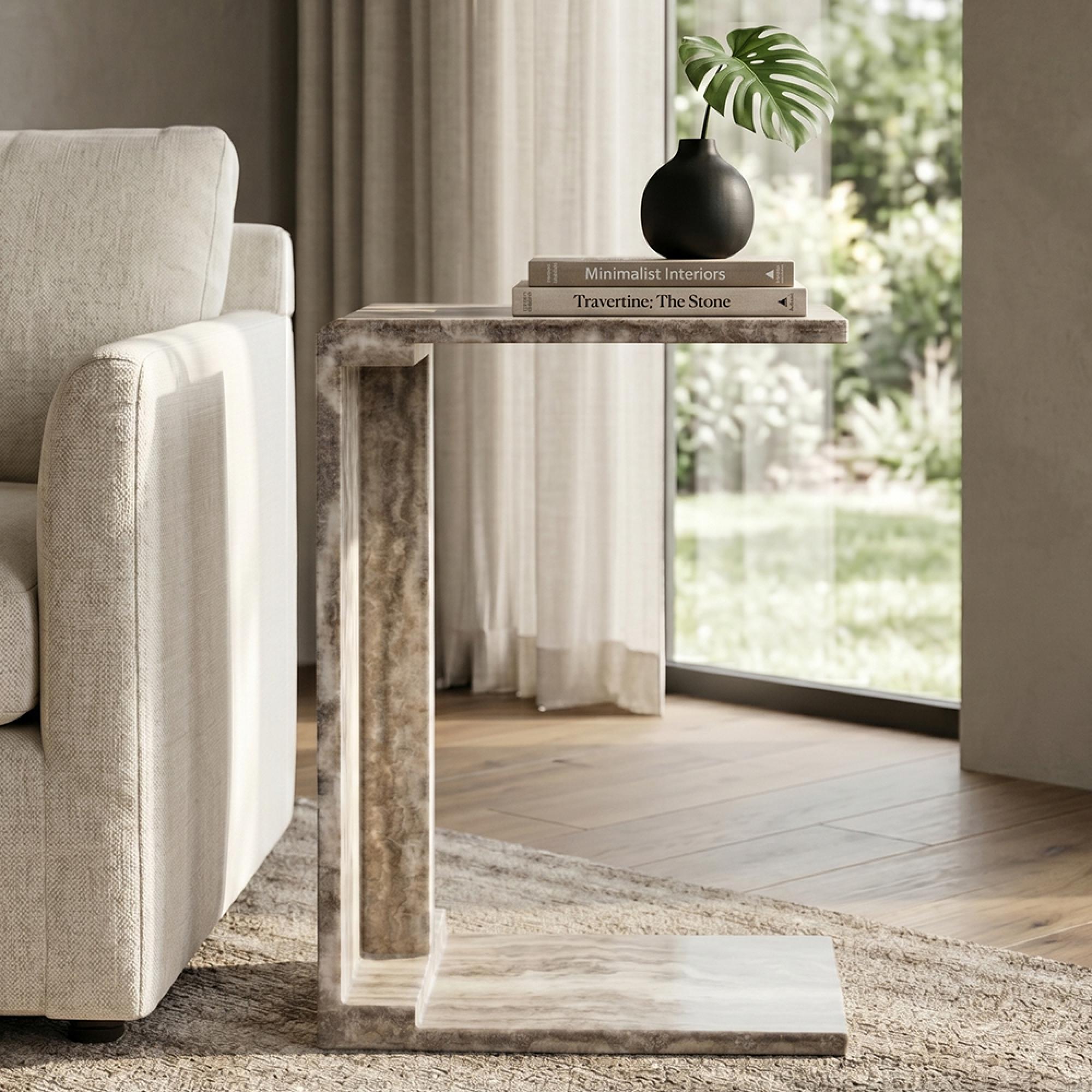 Dulce Side Table - Grey - Marble