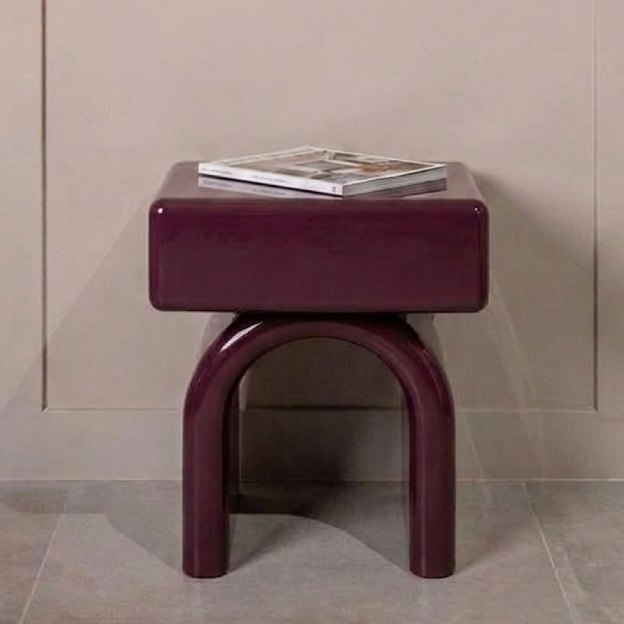Bennet End Table - 1 Drawer - Burgundy - Wood