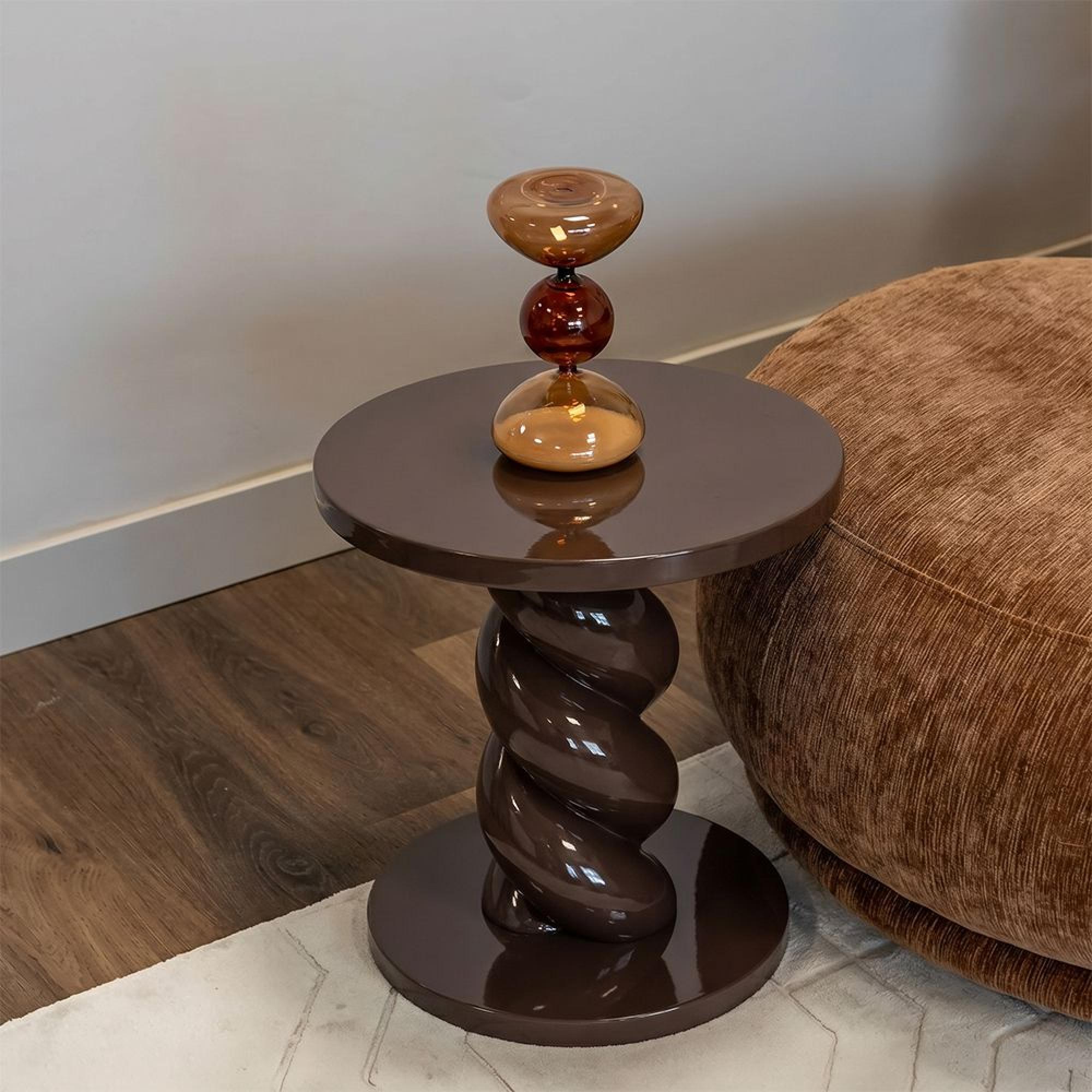 Coco End Table - Round - Chestnut - Polyresin