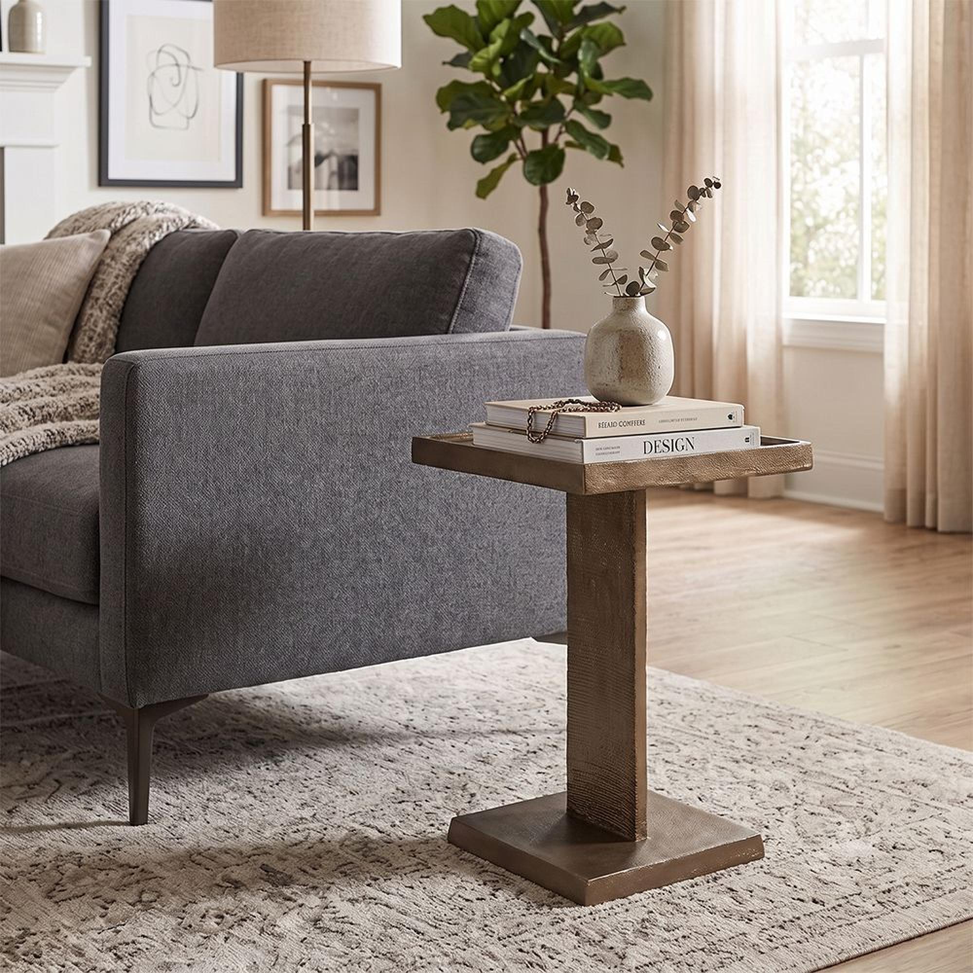 Foley End Table - Square - Antique Brass - Aluminum