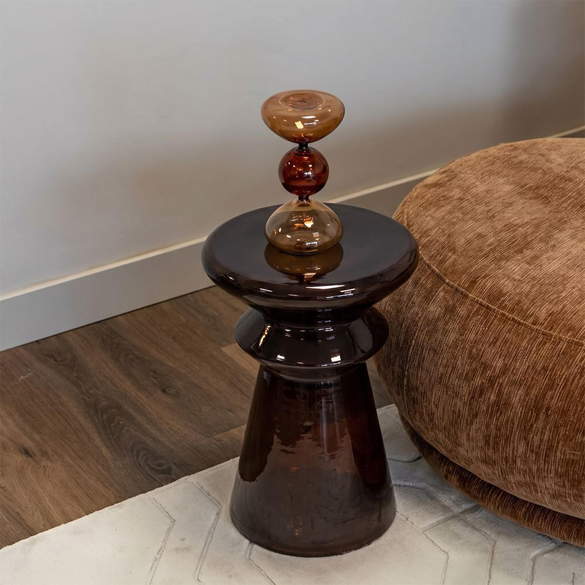 Gordes End Table - Round - Brown - Glass