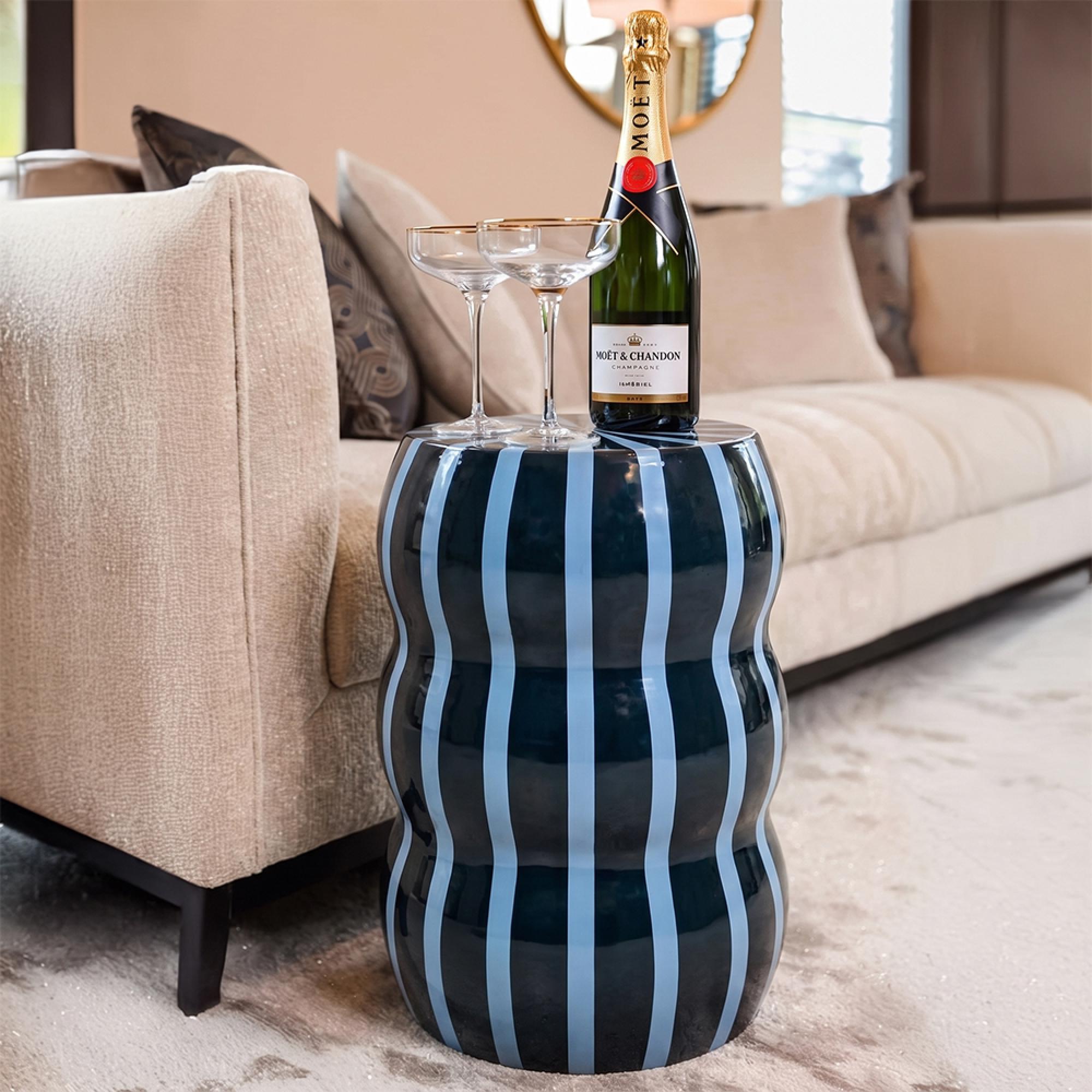 Boyd End Table - Round - Blue - Metal