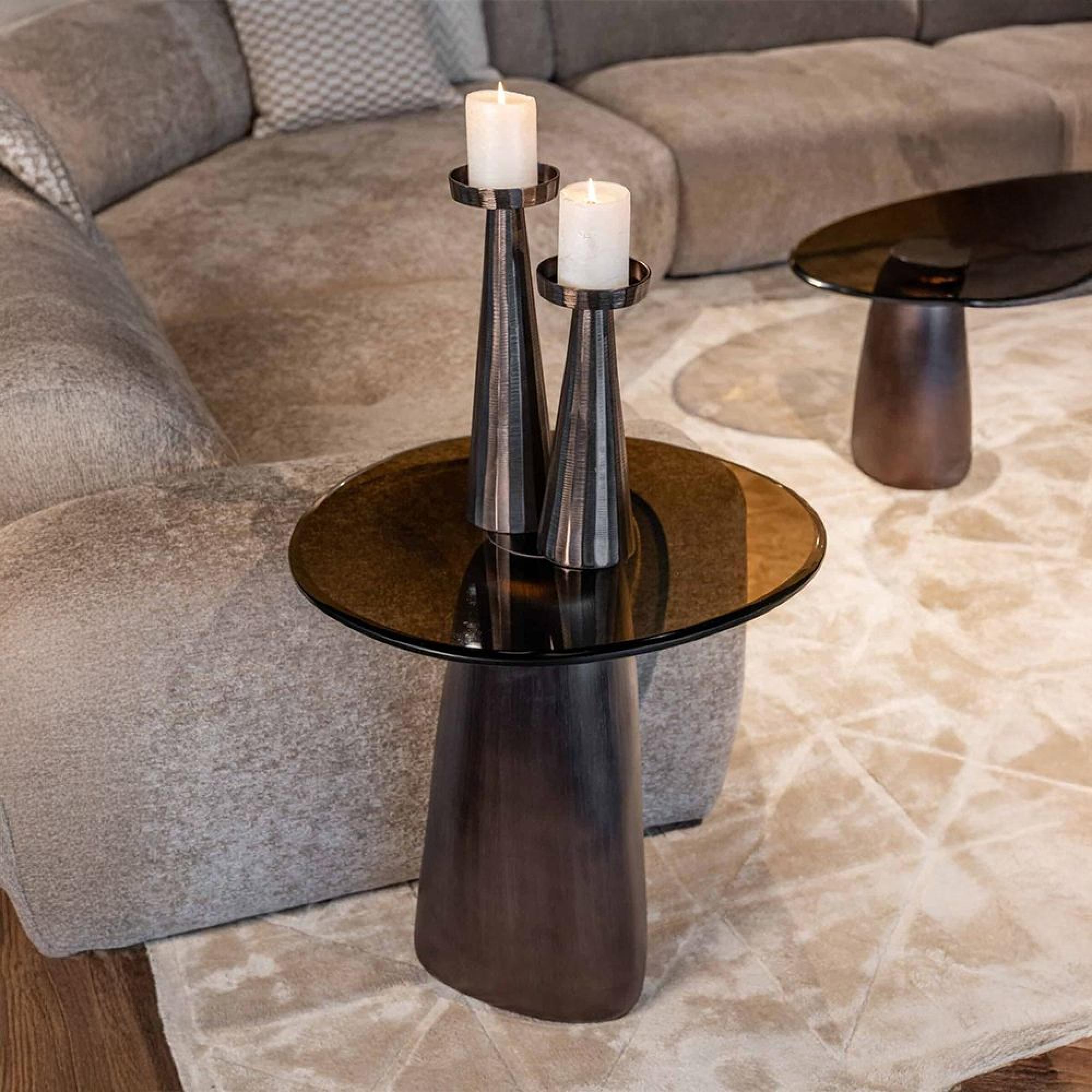 Hayden End Table - Bronze - Glass and Aluminium
