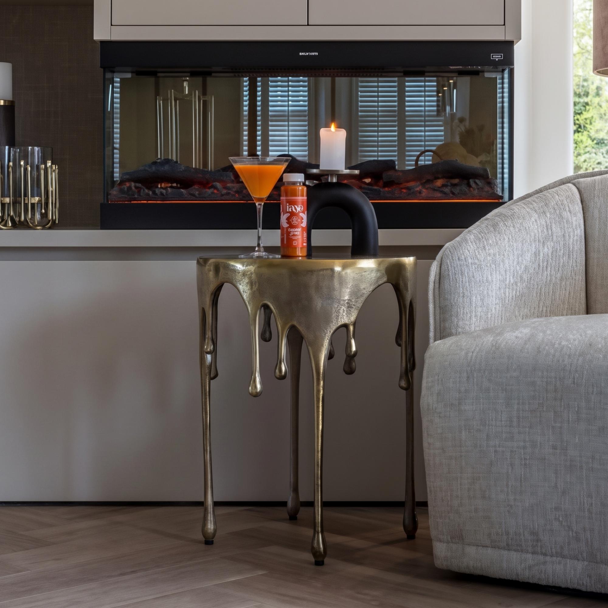 Carly Brushed Gold Round Side Table