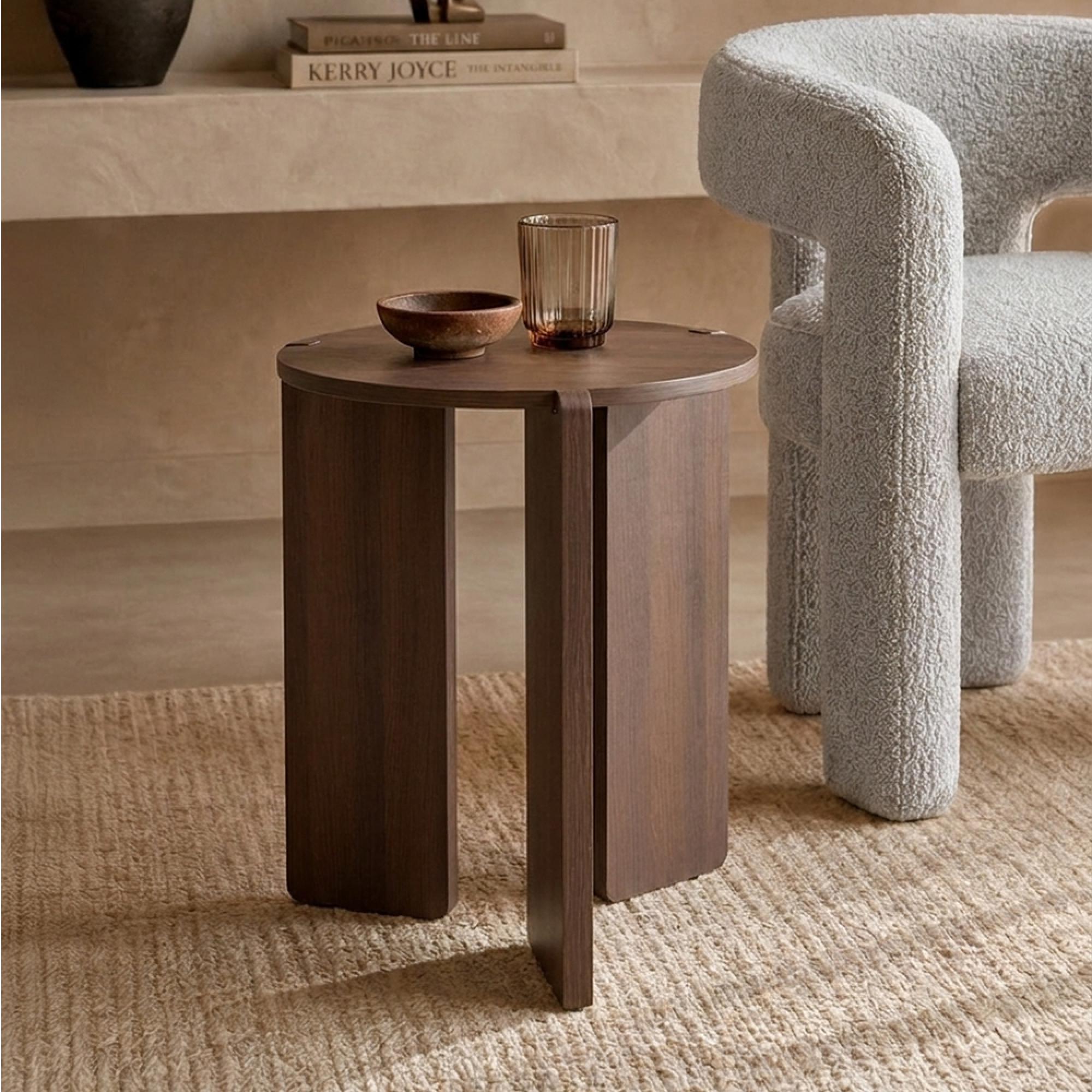 Halo Side Table - Round - Walnut - Wood