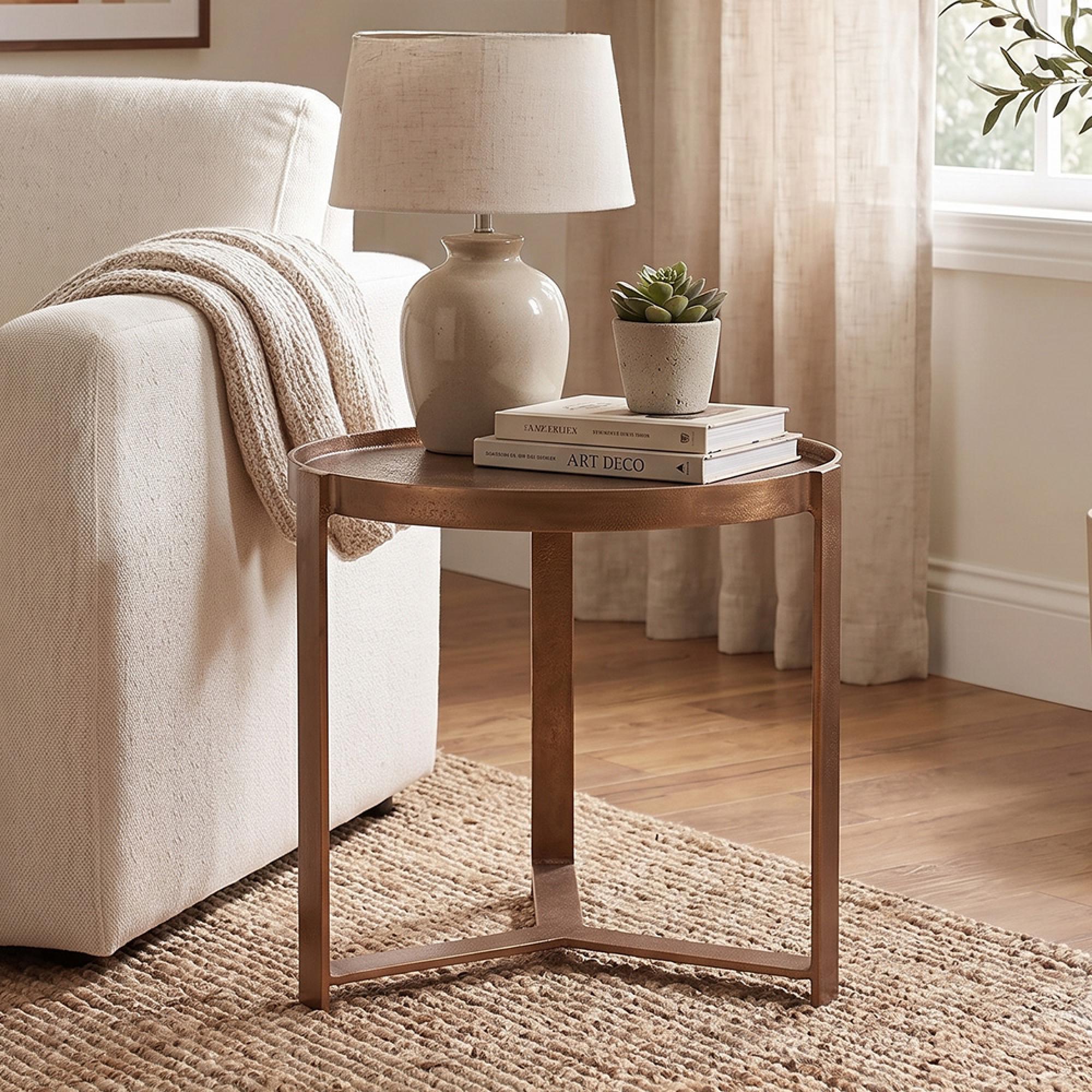 Inez Side Table - Round - Copper - Metal