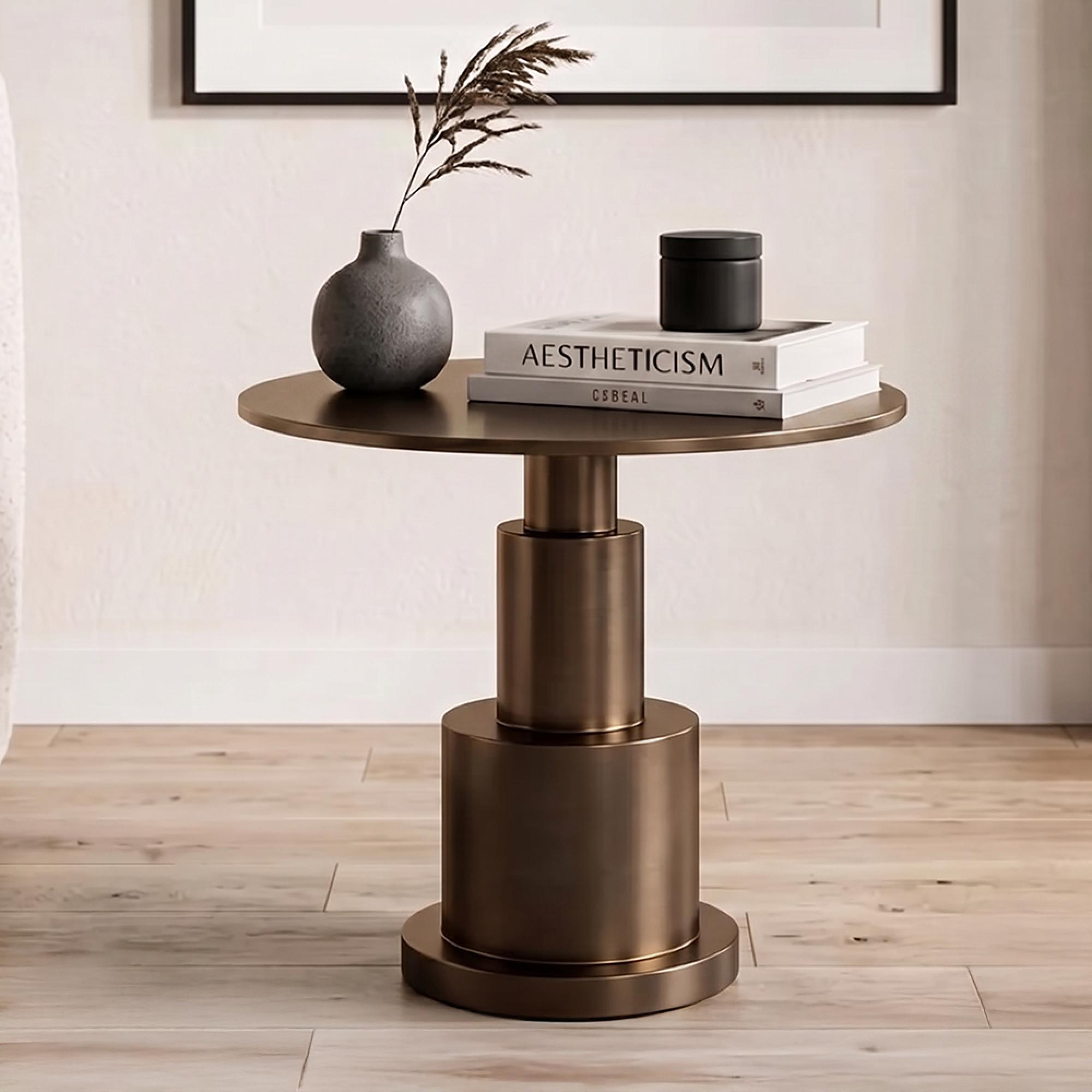 James Side Table - Round - Bronze - Metal