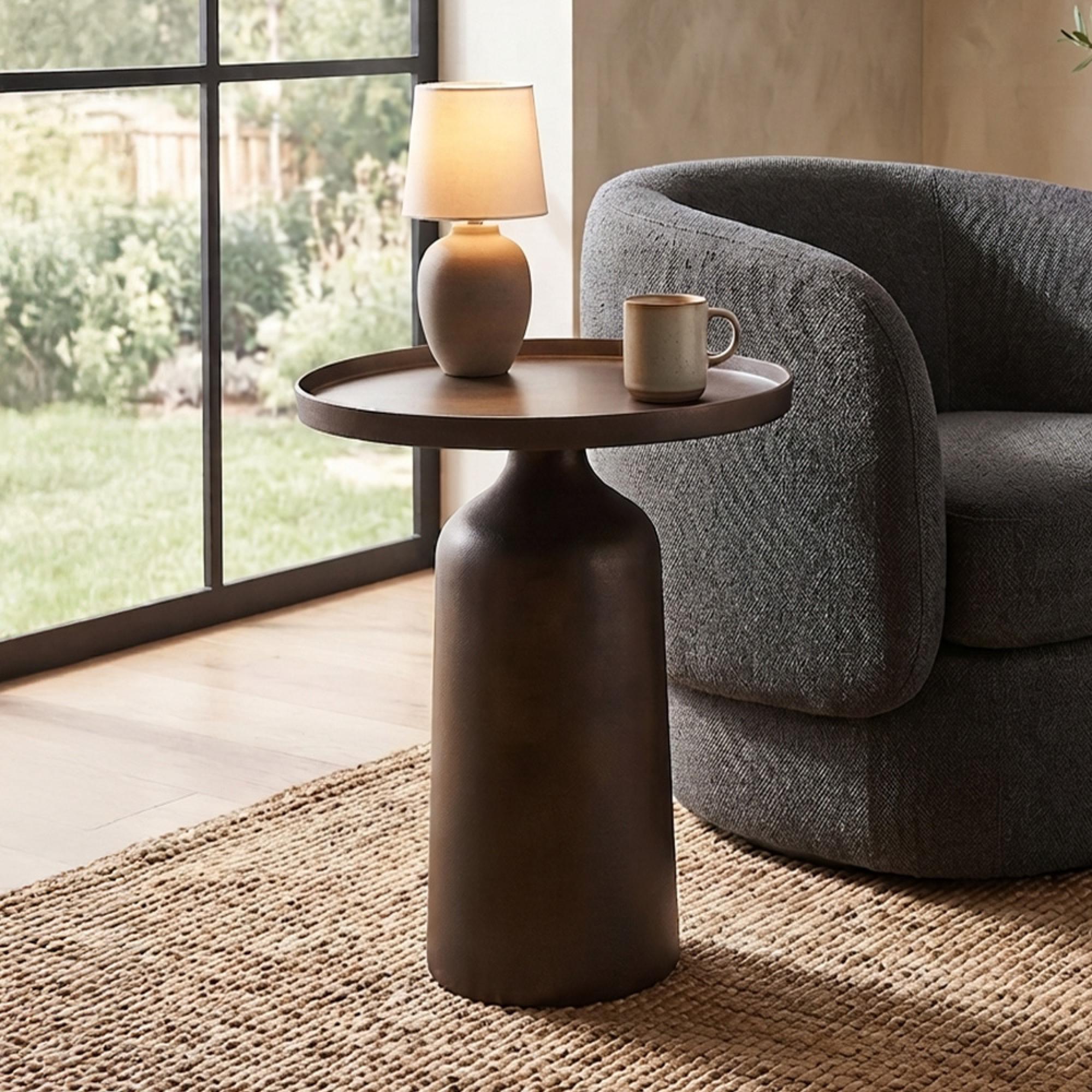 Doha Side Table - Round - Tall - Bronze - Aluminium